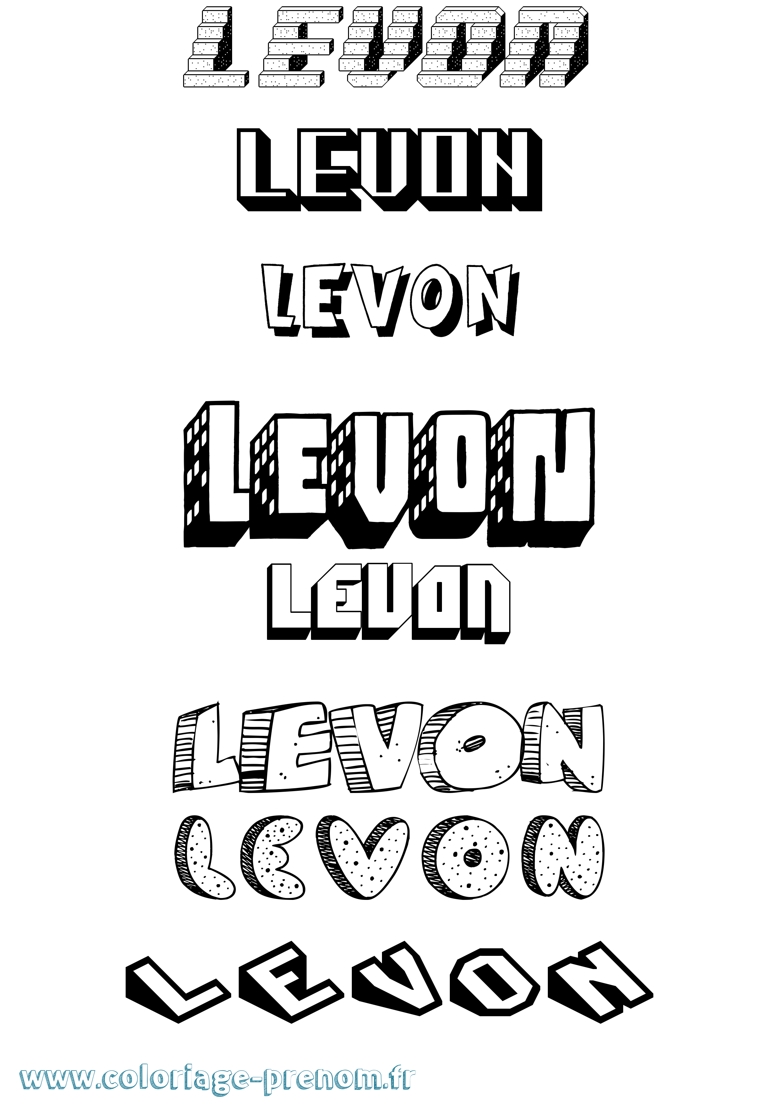 Coloriage Levon Effet 3D Coloriage prénom Levon Effet 3D
