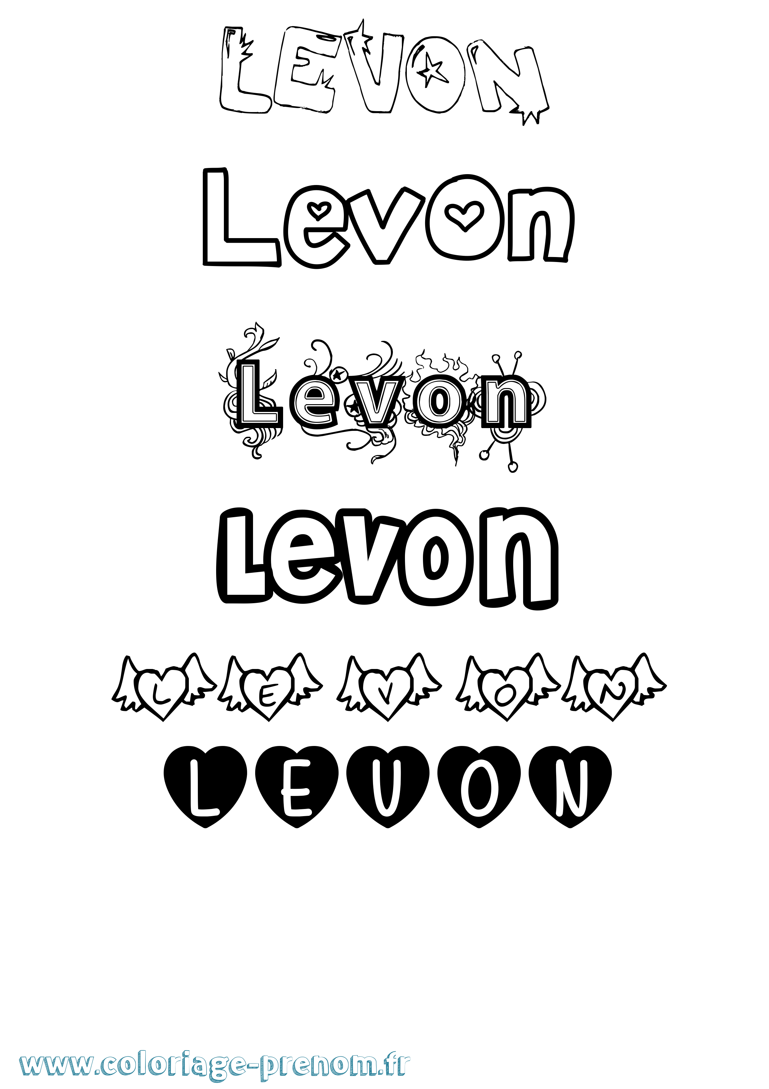 Coloriage Levon Girly Coloriage prénom Levon Girly