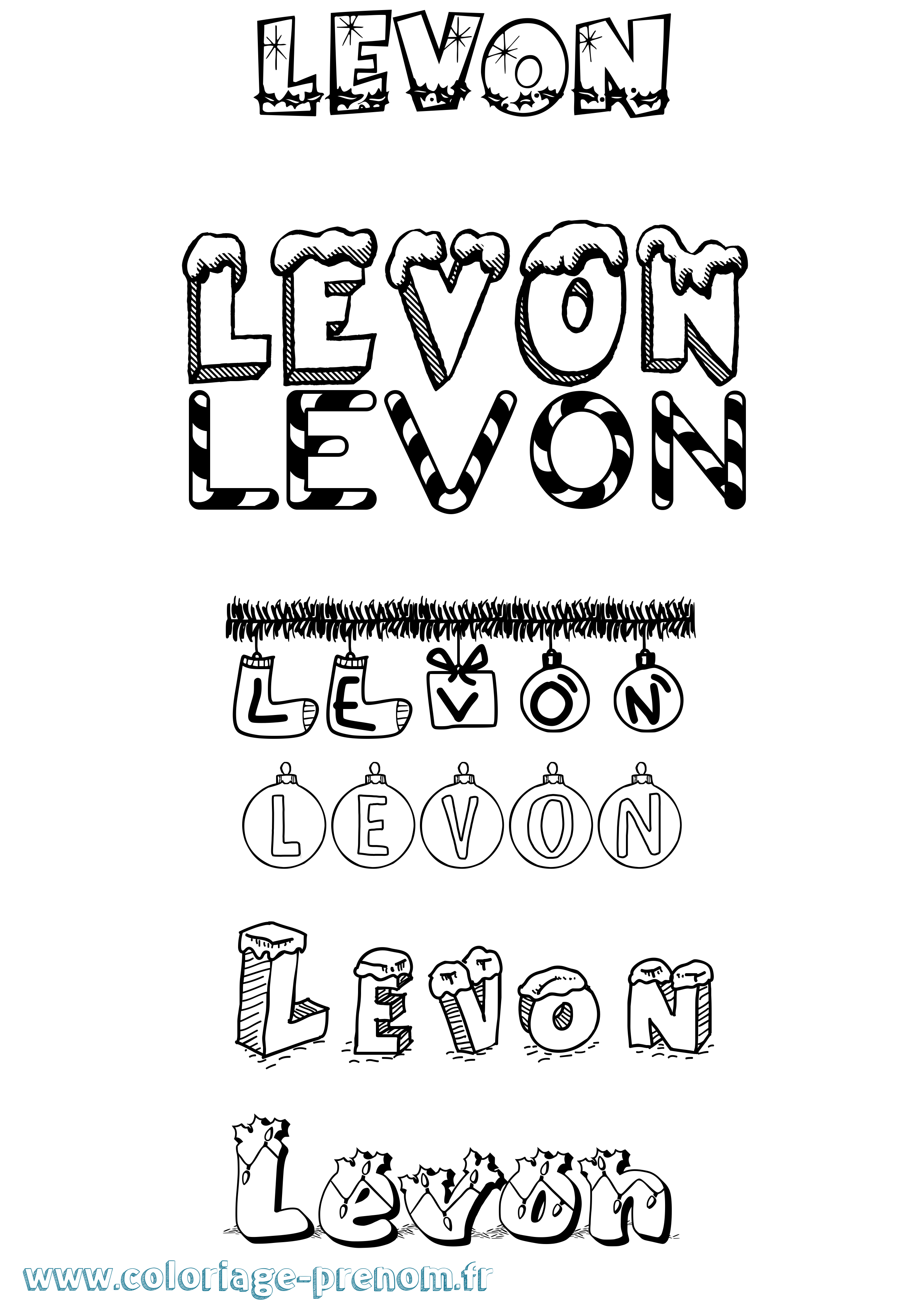Coloriage Levon Noël Coloriage prénom Levon Noël