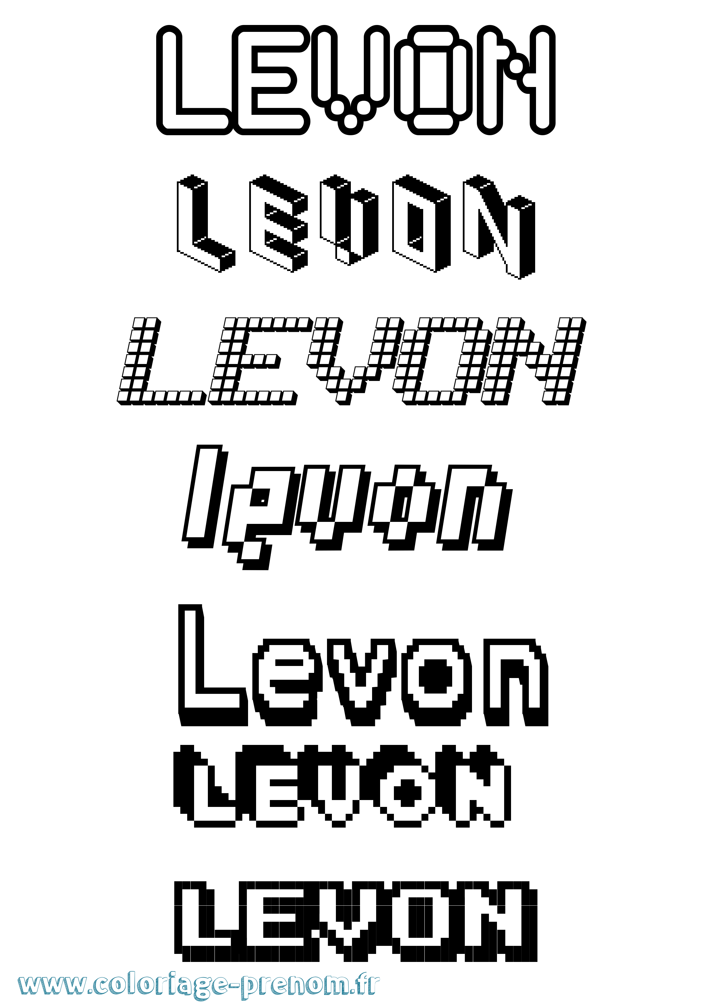 Coloriage Levon Pixel Coloriage prénom Levon Pixel