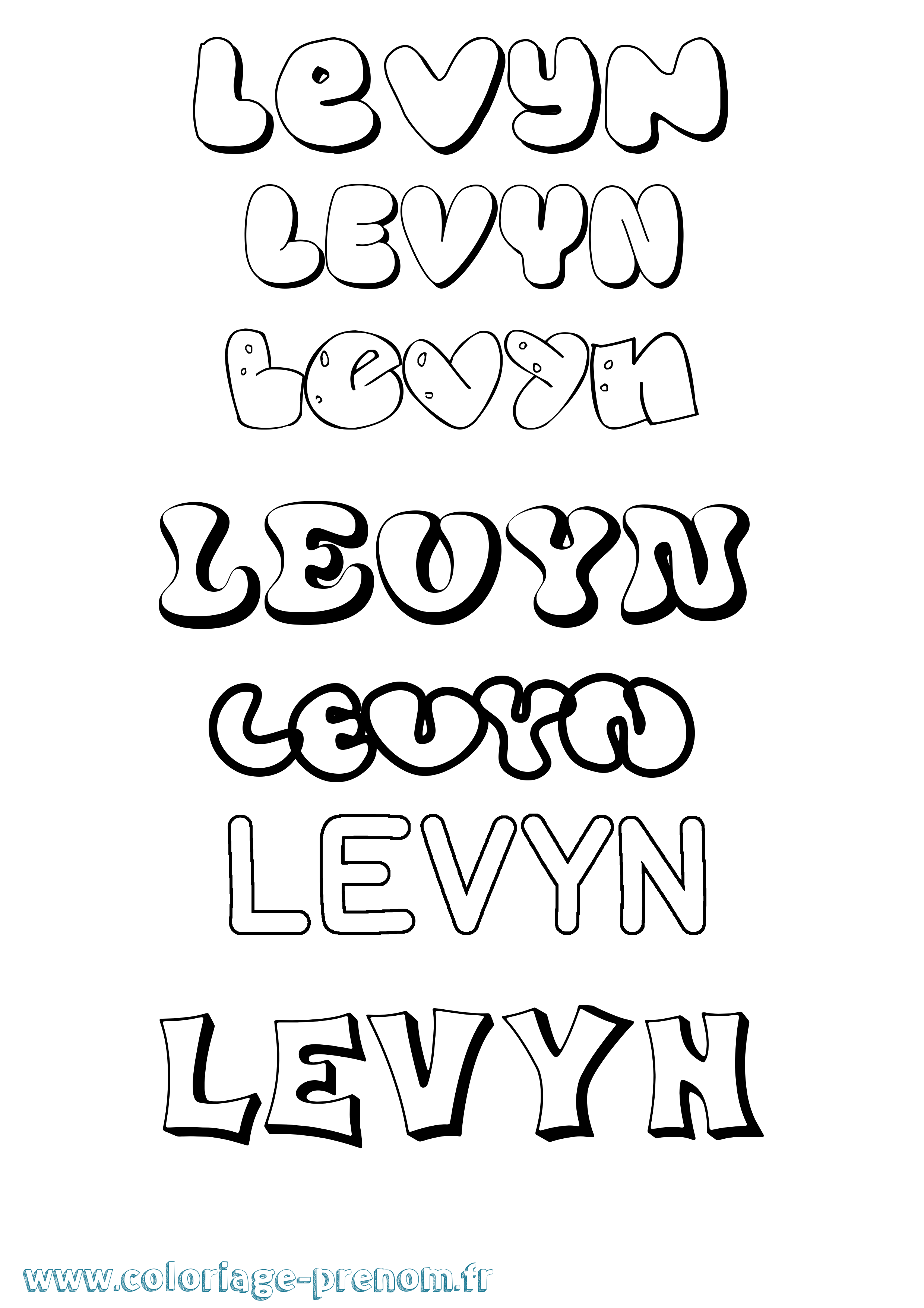 Coloriage Levyn Bubble Coloriage prénom Levyn Bubble