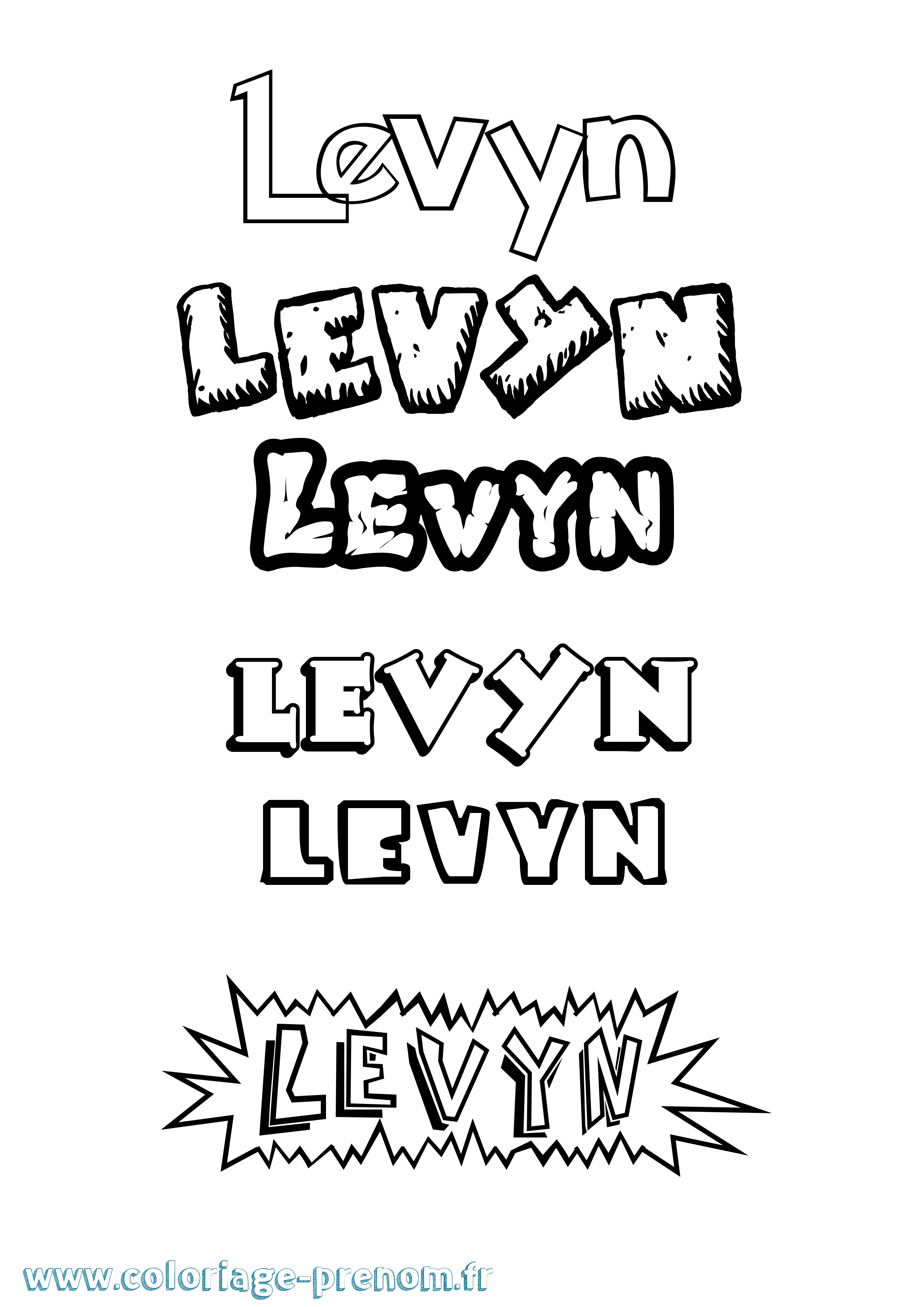 Coloriage Levyn Dessin Animé Coloriage prénom Levyn Dessin Animé
