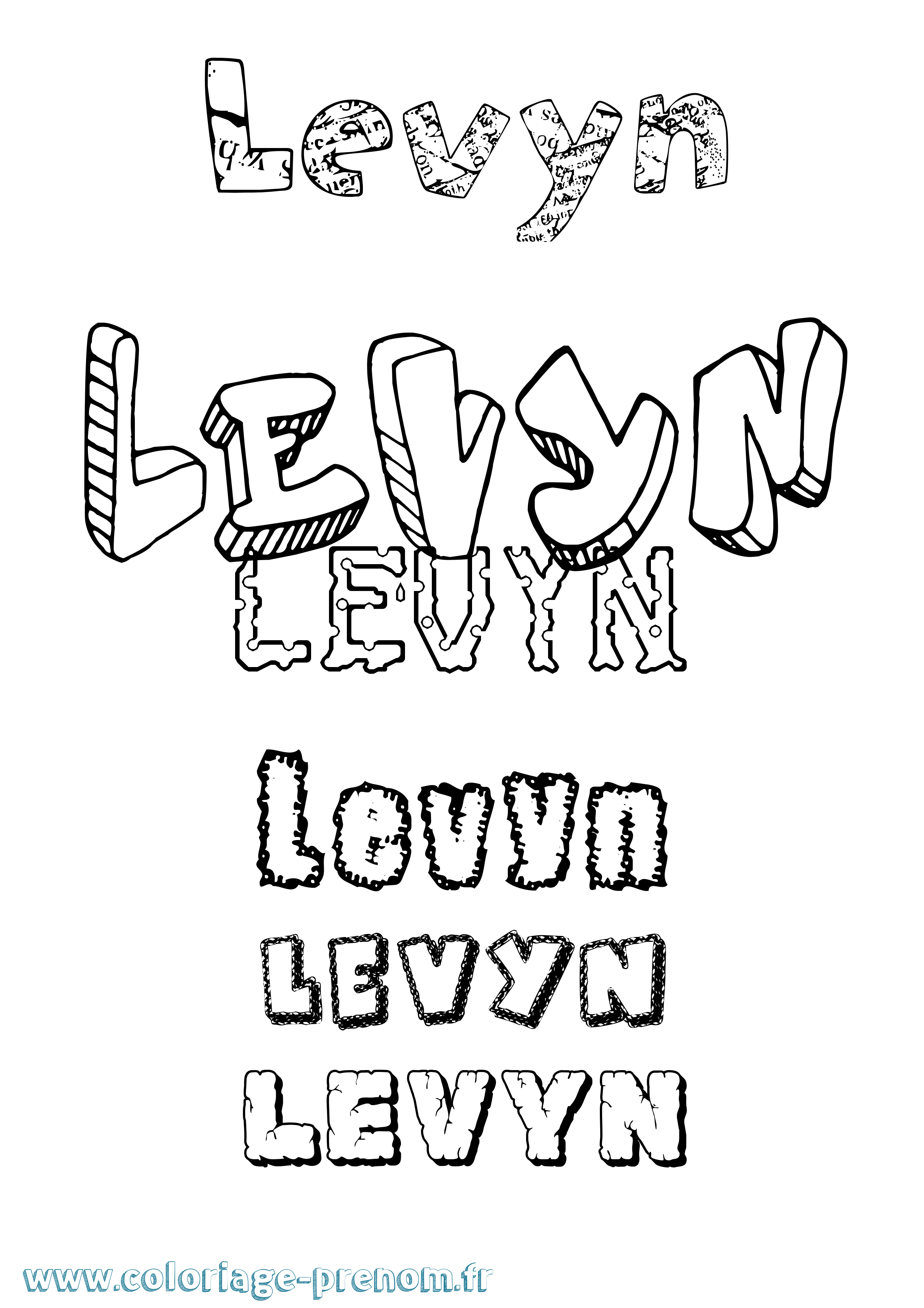Coloriage Levyn Destructuré Coloriage prénom Levyn Destructuré