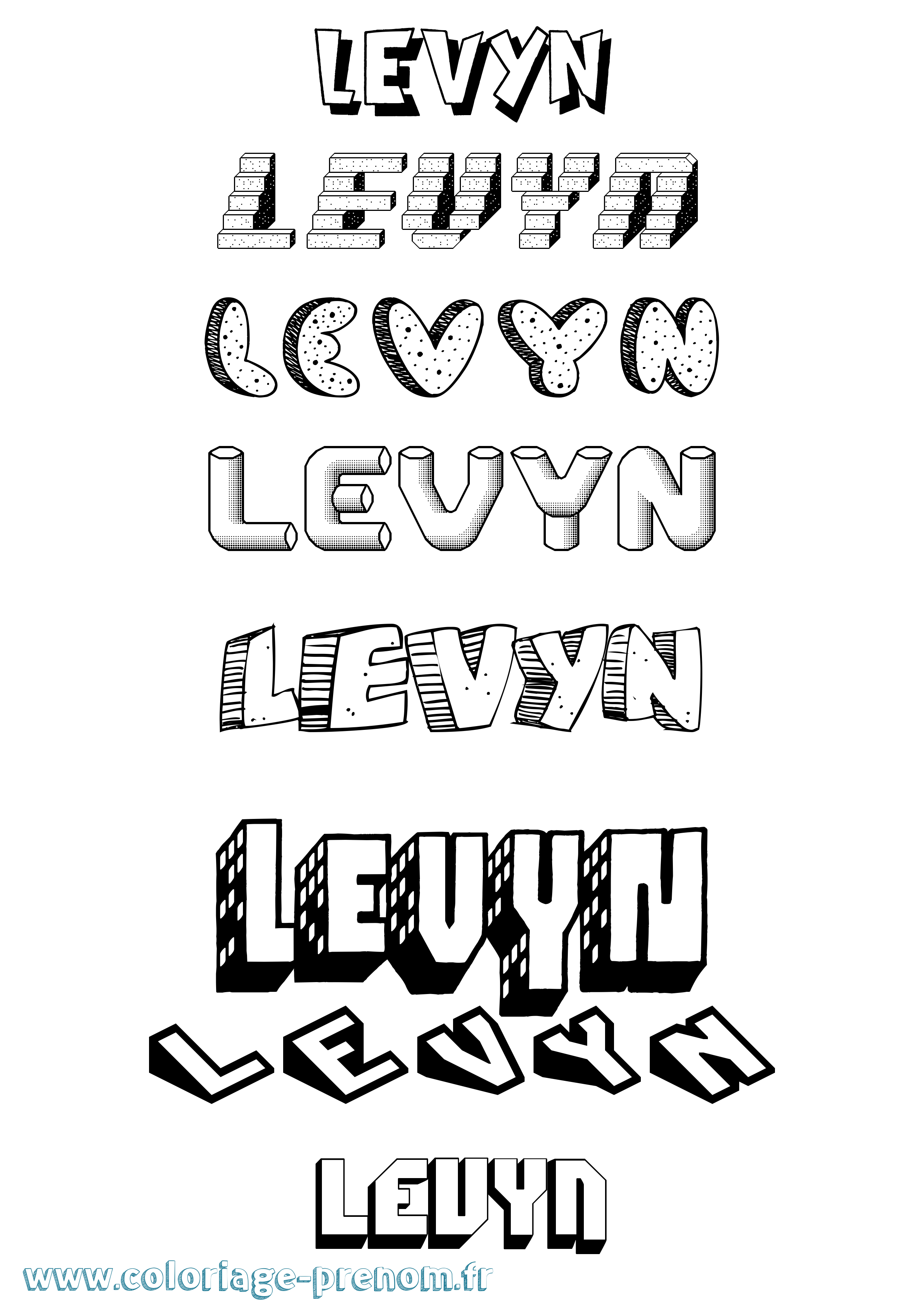 Coloriage Levyn Effet 3D Coloriage prénom Levyn Effet 3D
