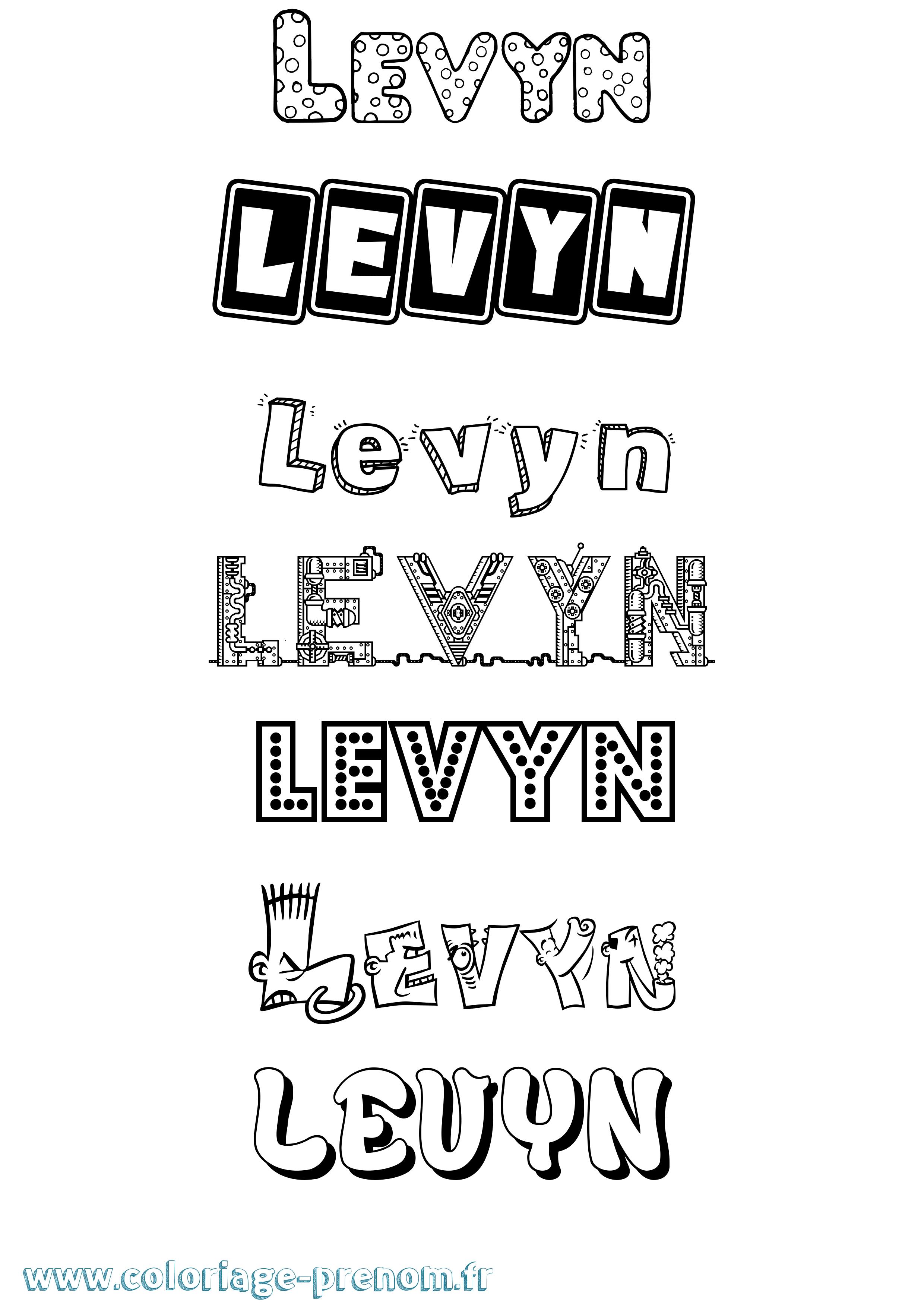Coloriage Levyn Fun Coloriage prénom Levyn Fun