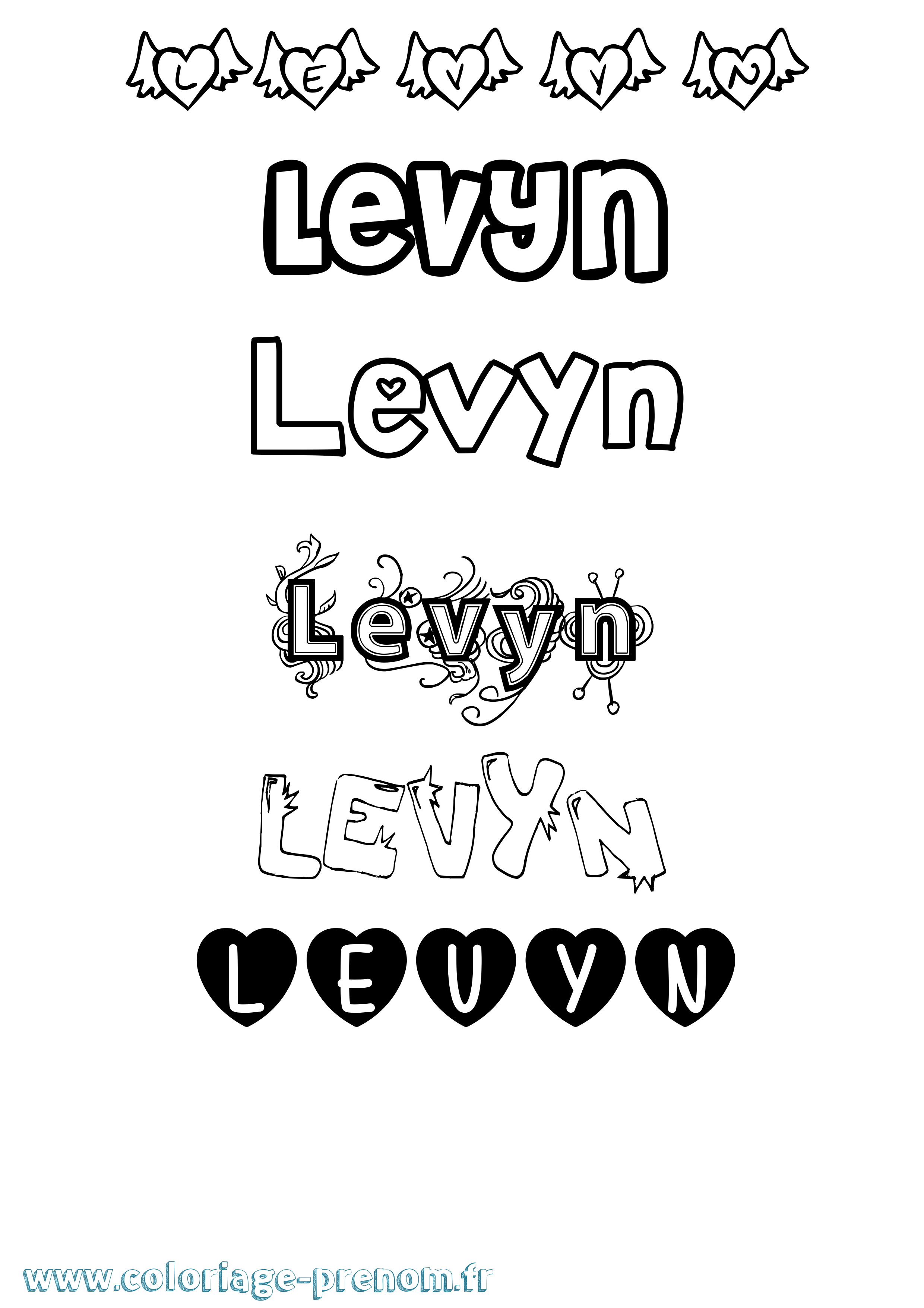 Coloriage Levyn Girly Coloriage prénom Levyn Girly
