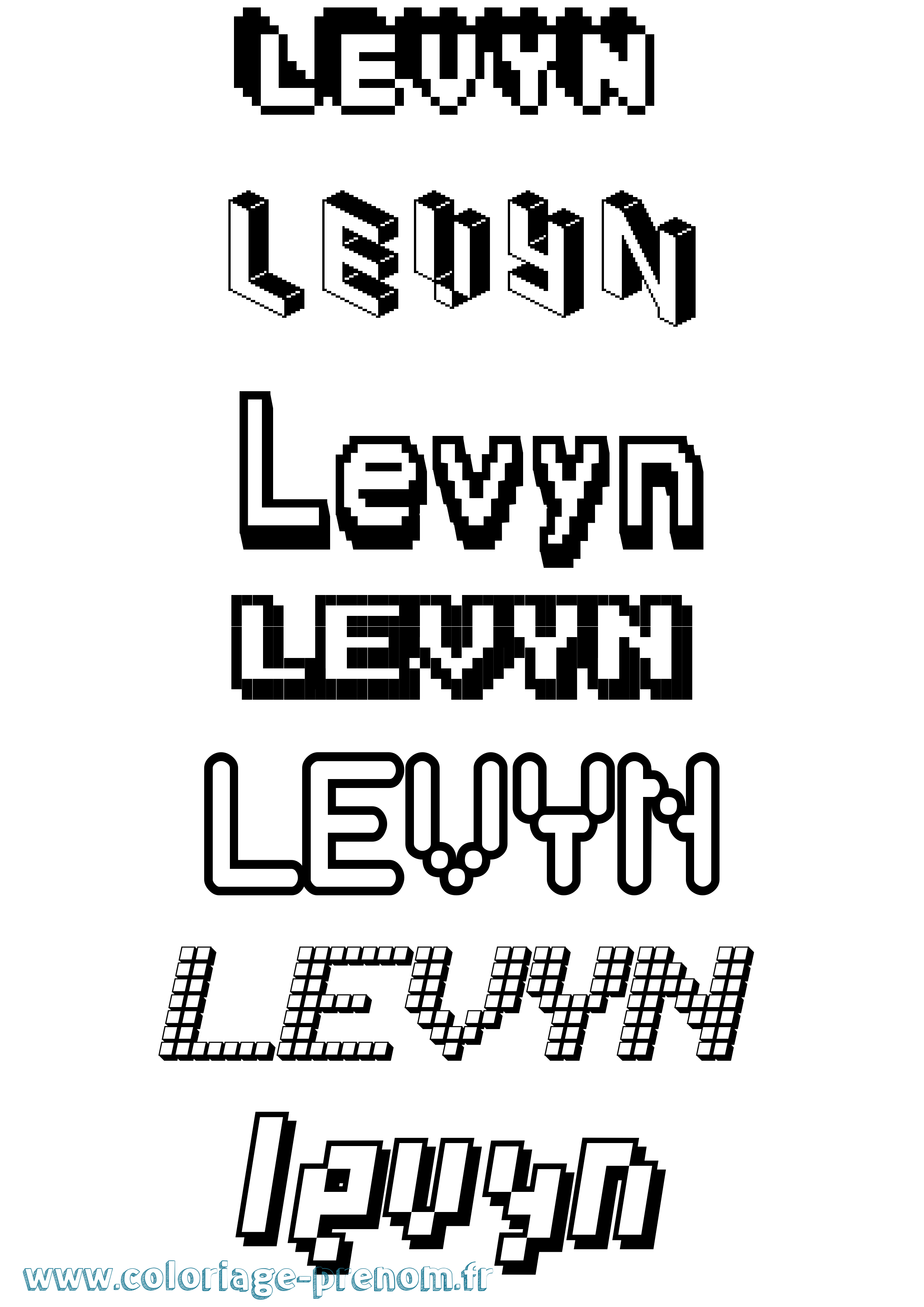 Coloriage Levyn Pixel Coloriage prénom Levyn Pixel