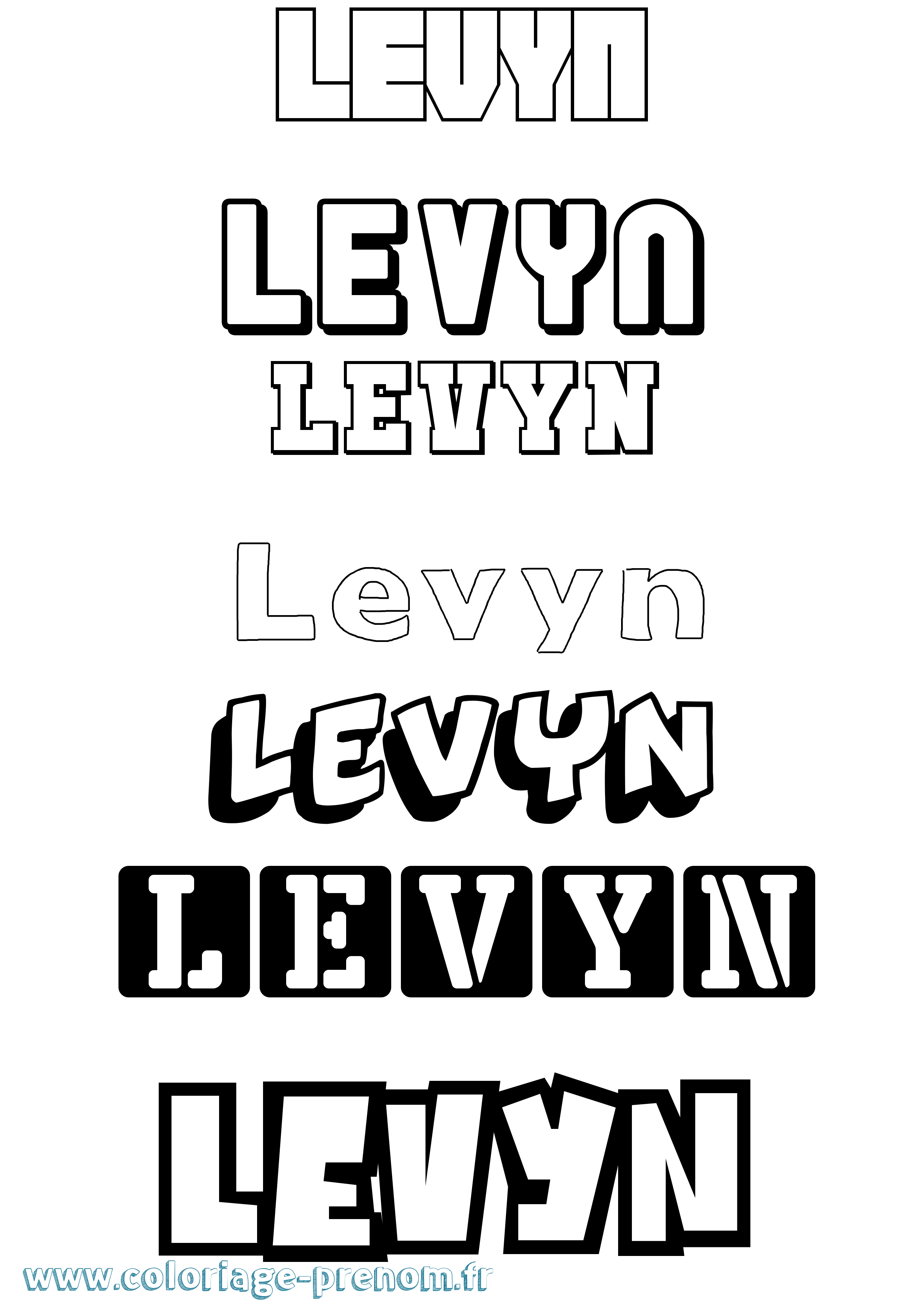 Coloriage Levyn Simple Coloriage prénom Levyn Simple