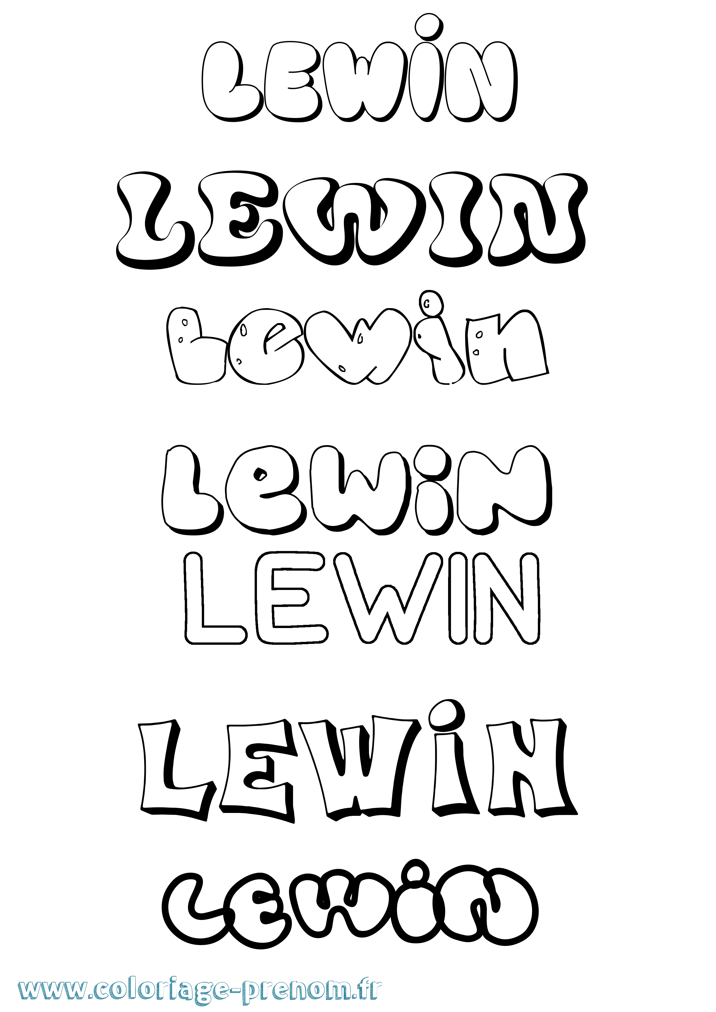 Coloriage Lewin Bubble Coloriage prénom Lewin Bubble