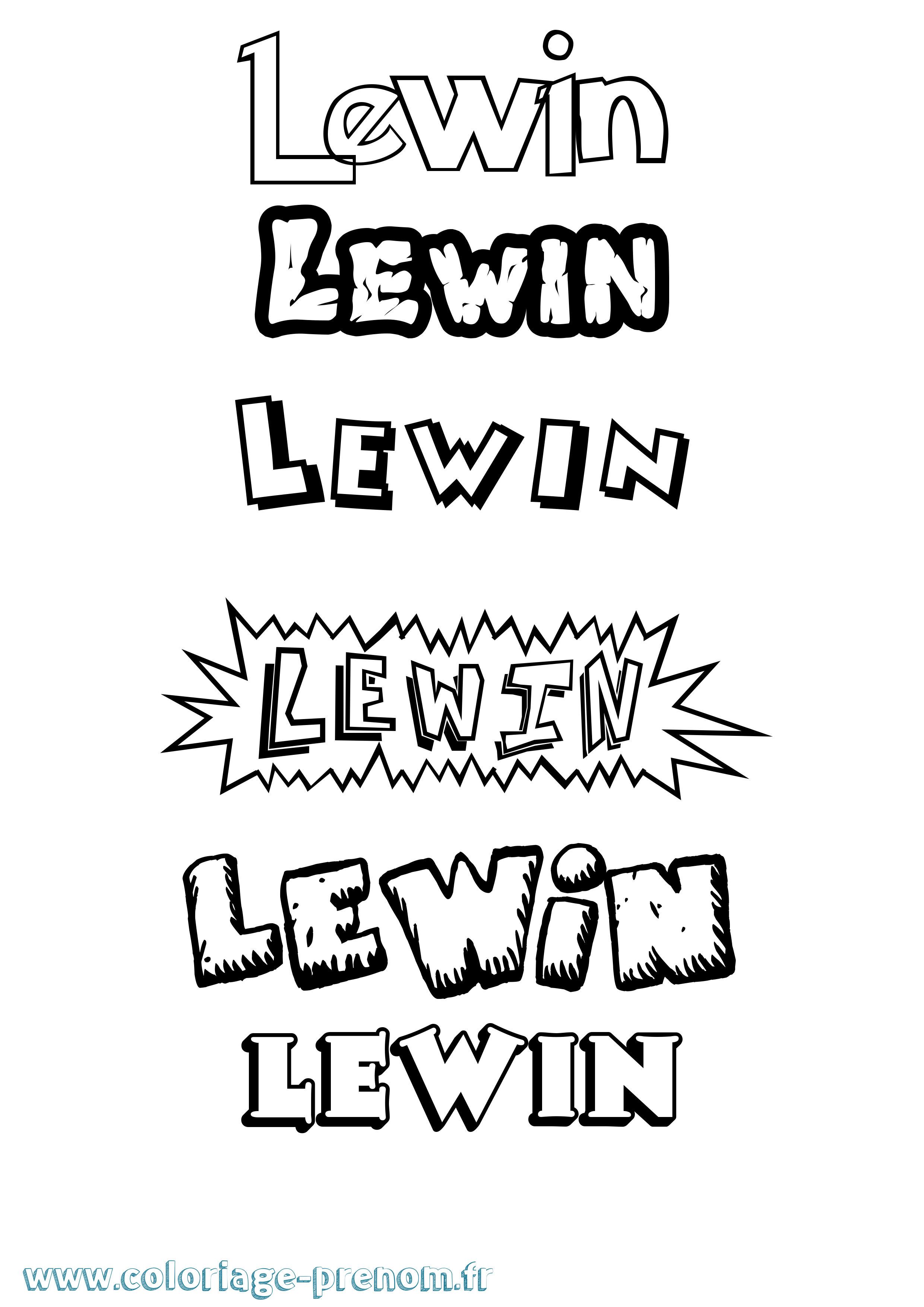 Coloriage Lewin Dessin Animé Coloriage prénom Lewin Dessin Animé