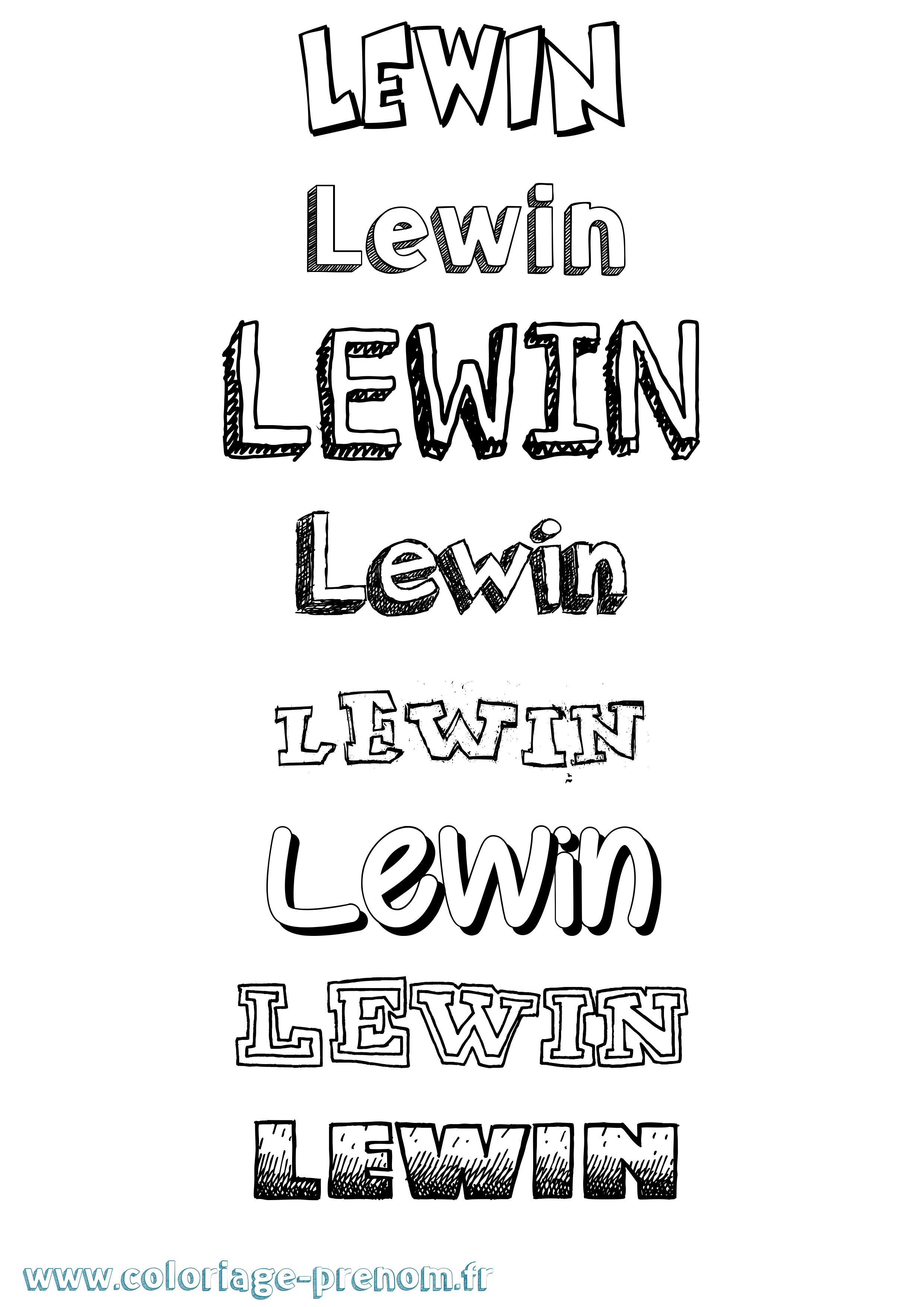 Coloriage Lewin Dessiné Coloriage prénom Lewin Dessiné