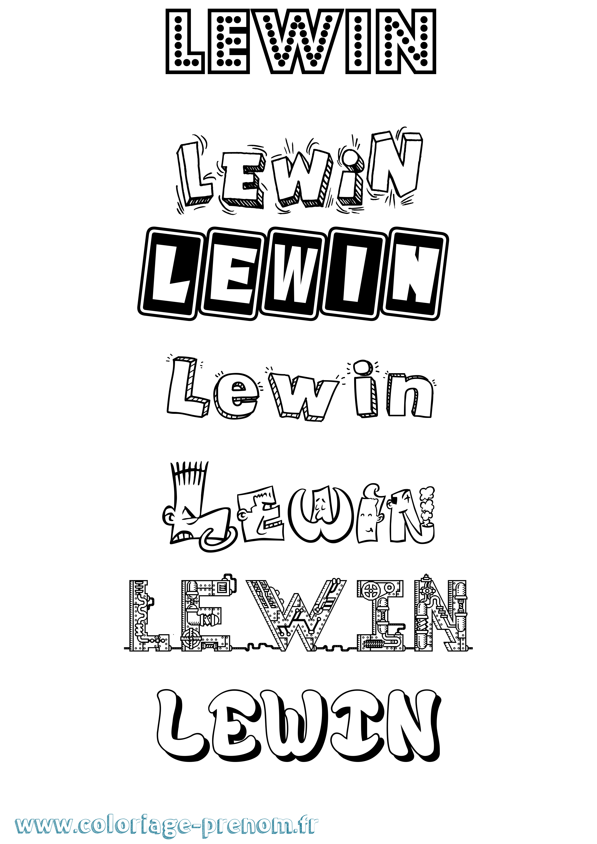 Coloriage Lewin Fun Coloriage prénom Lewin Fun