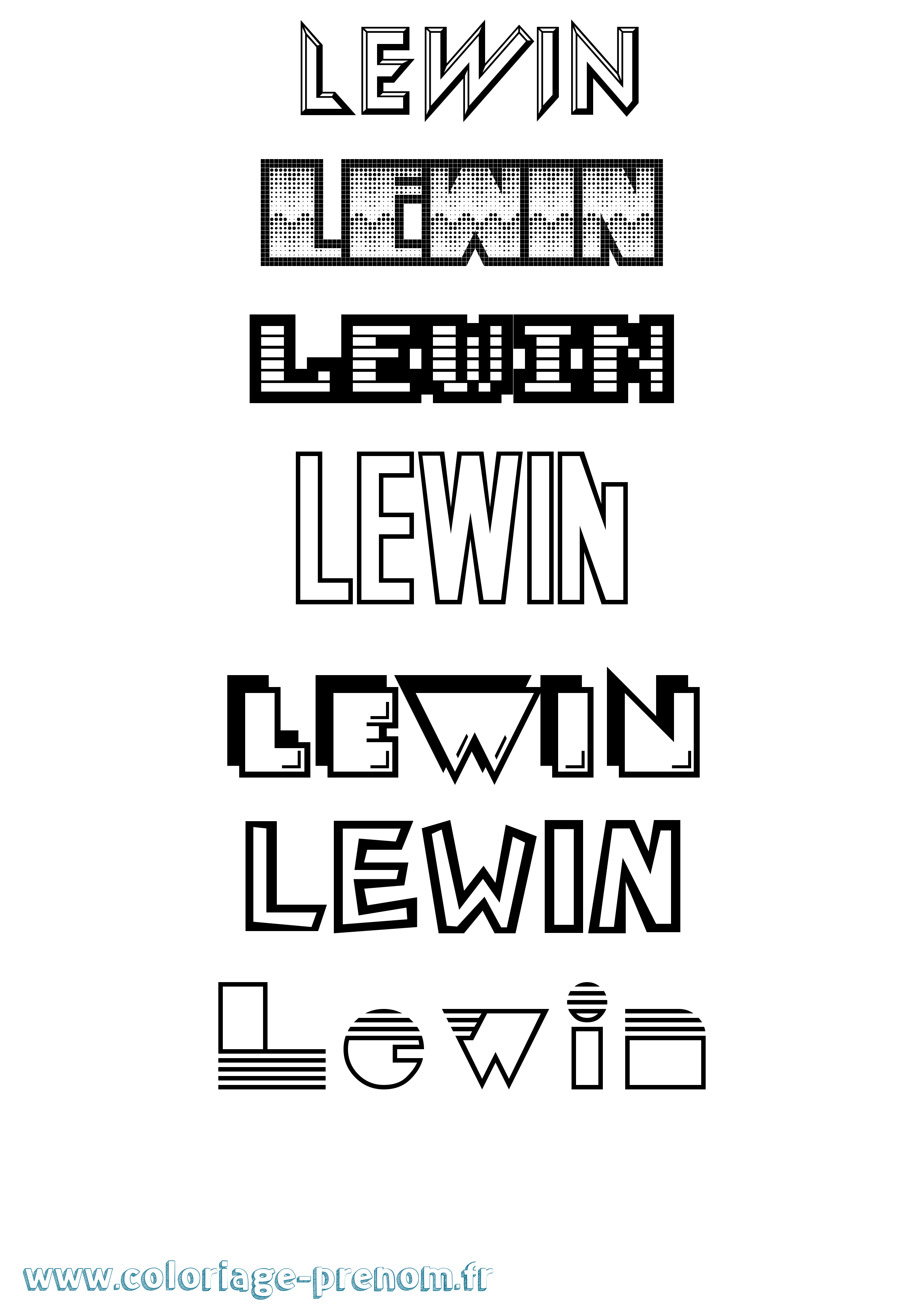 Coloriage Lewin Jeux Vidéos Coloriage prénom Lewin Jeux Vidéos