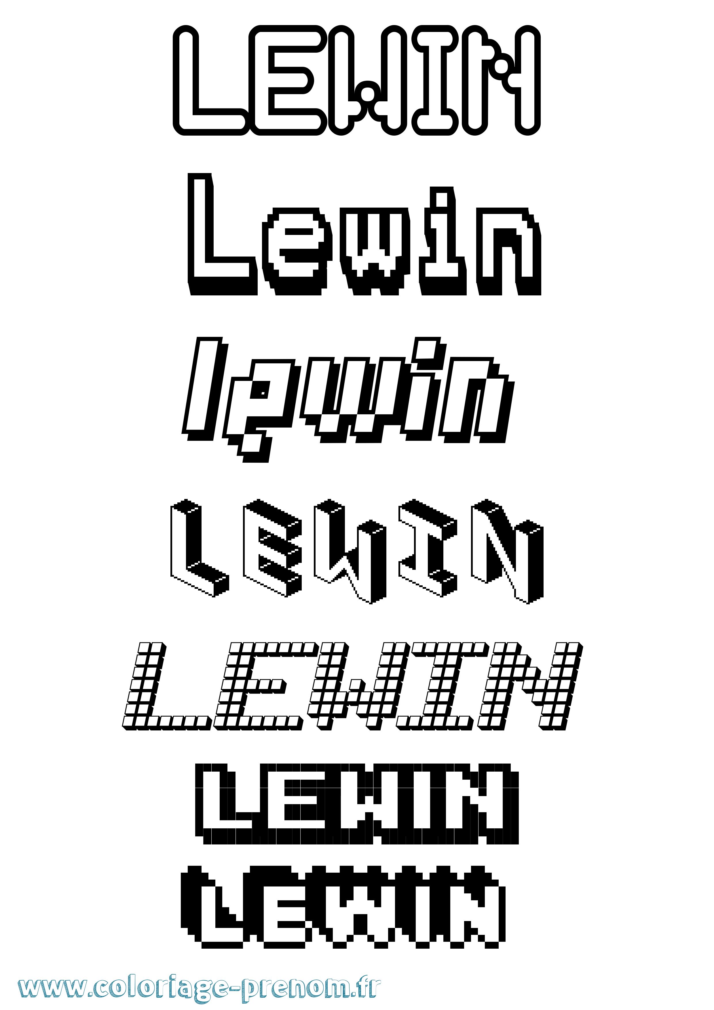 Coloriage Lewin Pixel Coloriage prénom Lewin Pixel