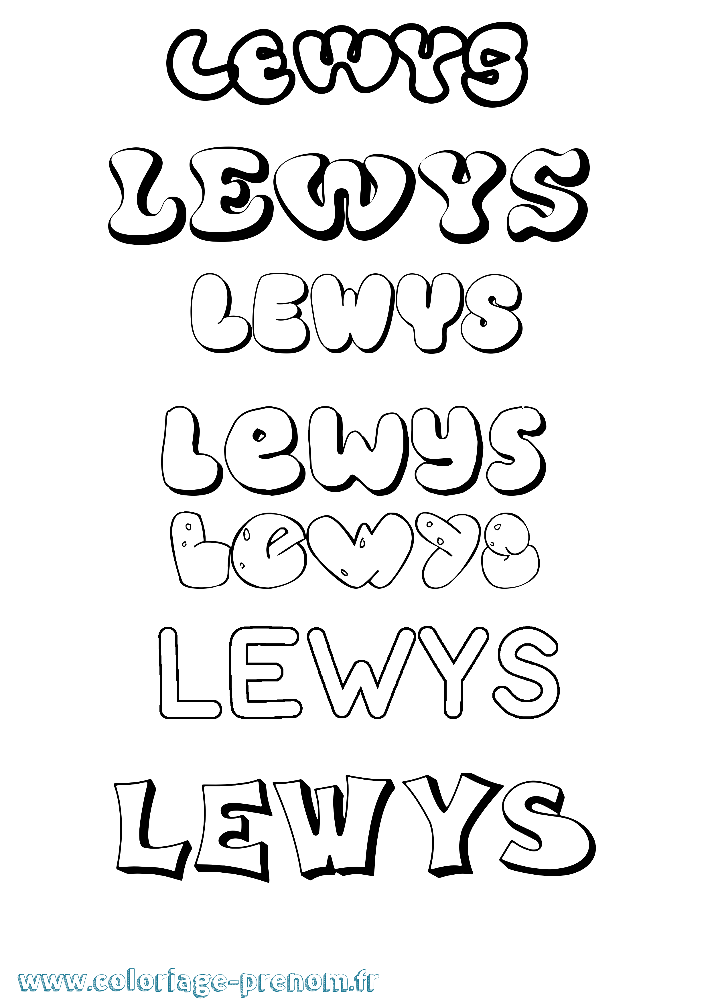 Coloriage Lewys Bubble Coloriage prénom Lewys Bubble