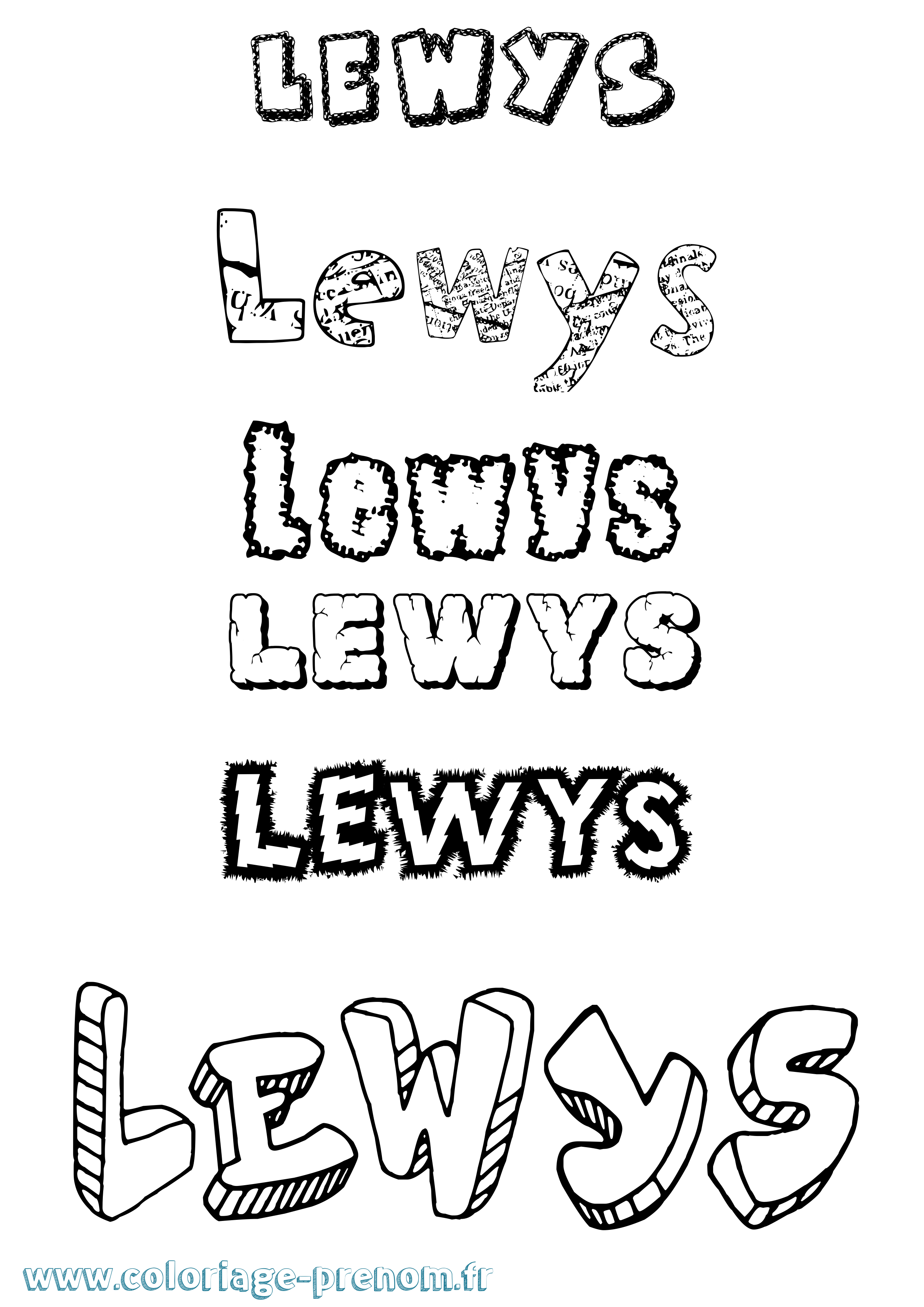 Coloriage Lewys Destructuré Coloriage prénom Lewys Destructuré