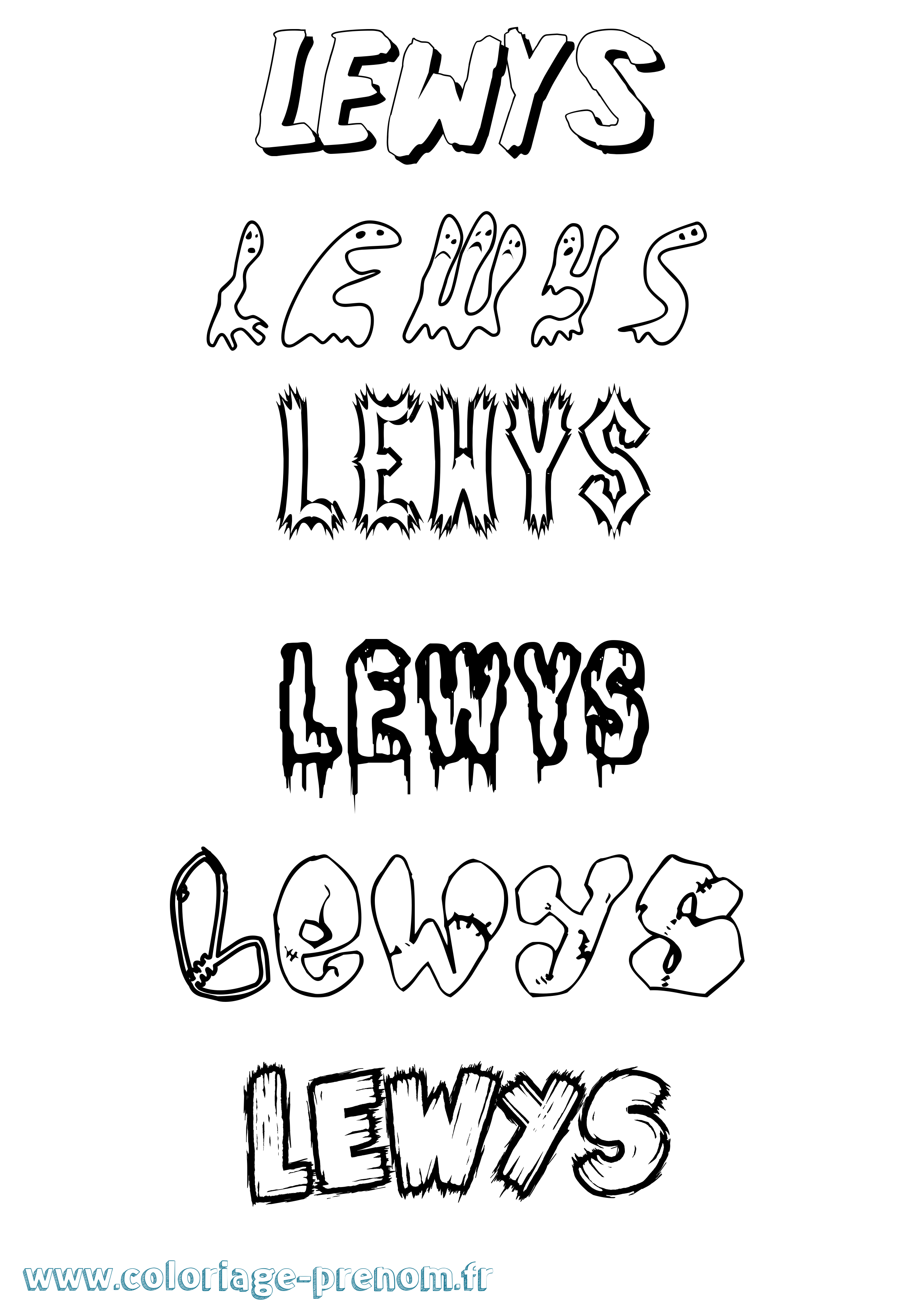 Coloriage Lewys Frisson Coloriage prénom Lewys Frisson