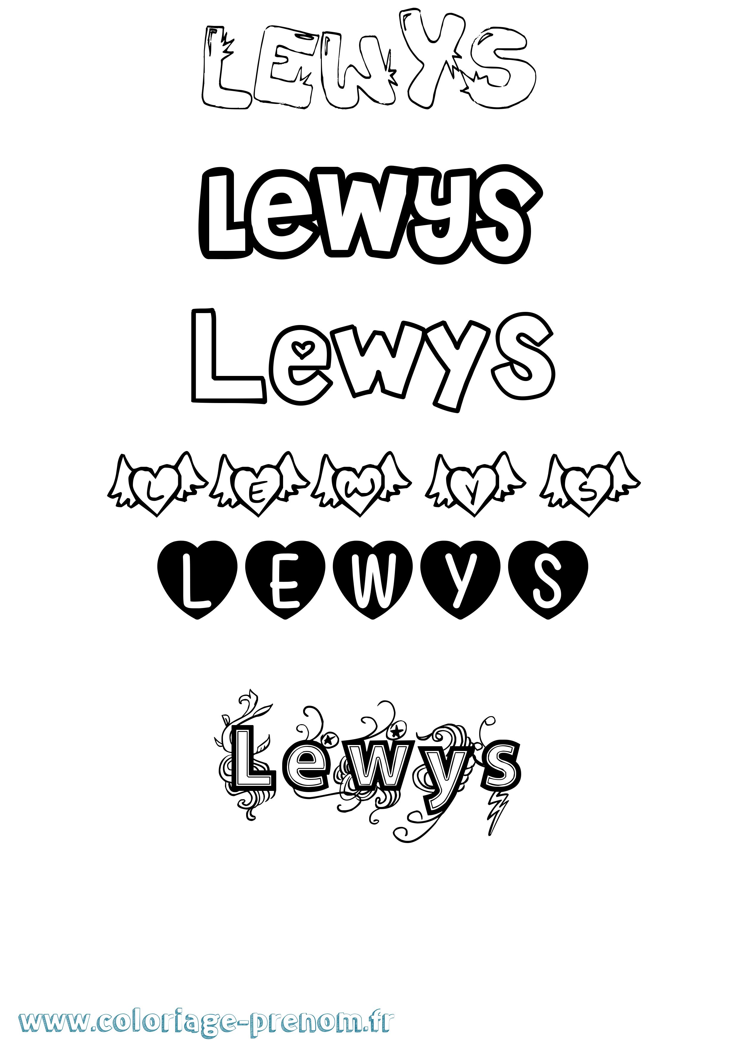 Coloriage Lewys Girly Coloriage prénom Lewys Girly