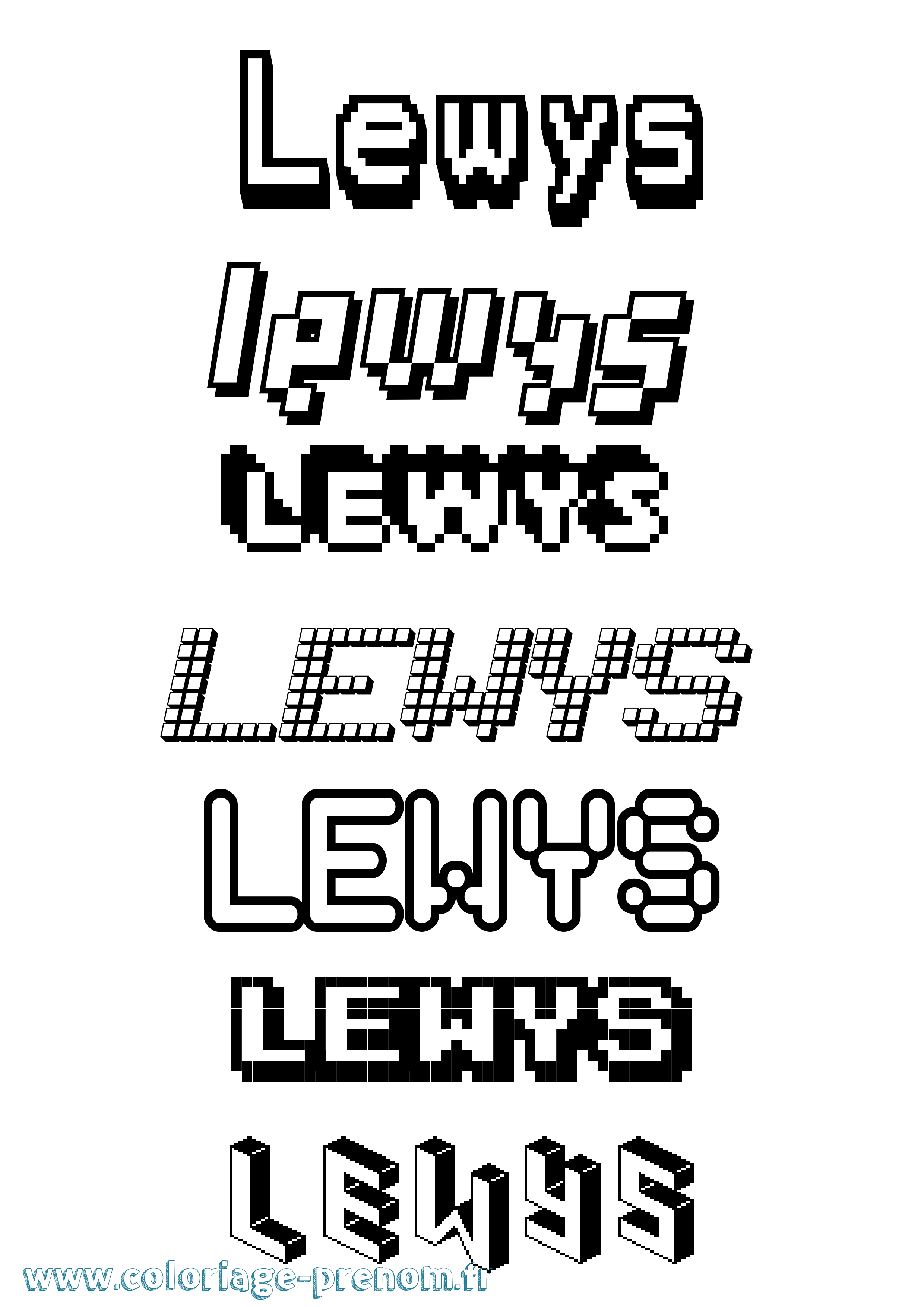 Coloriage Lewys Pixel Coloriage prénom Lewys Pixel