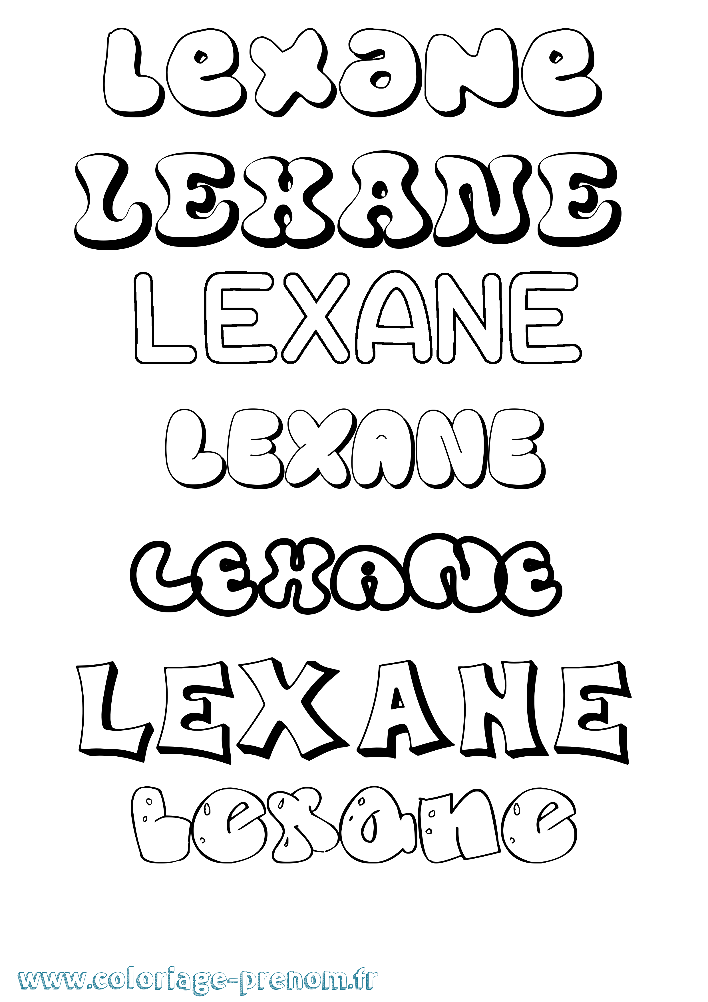 Coloriage Lexane Bubble Coloriage prénom Lexane Bubble