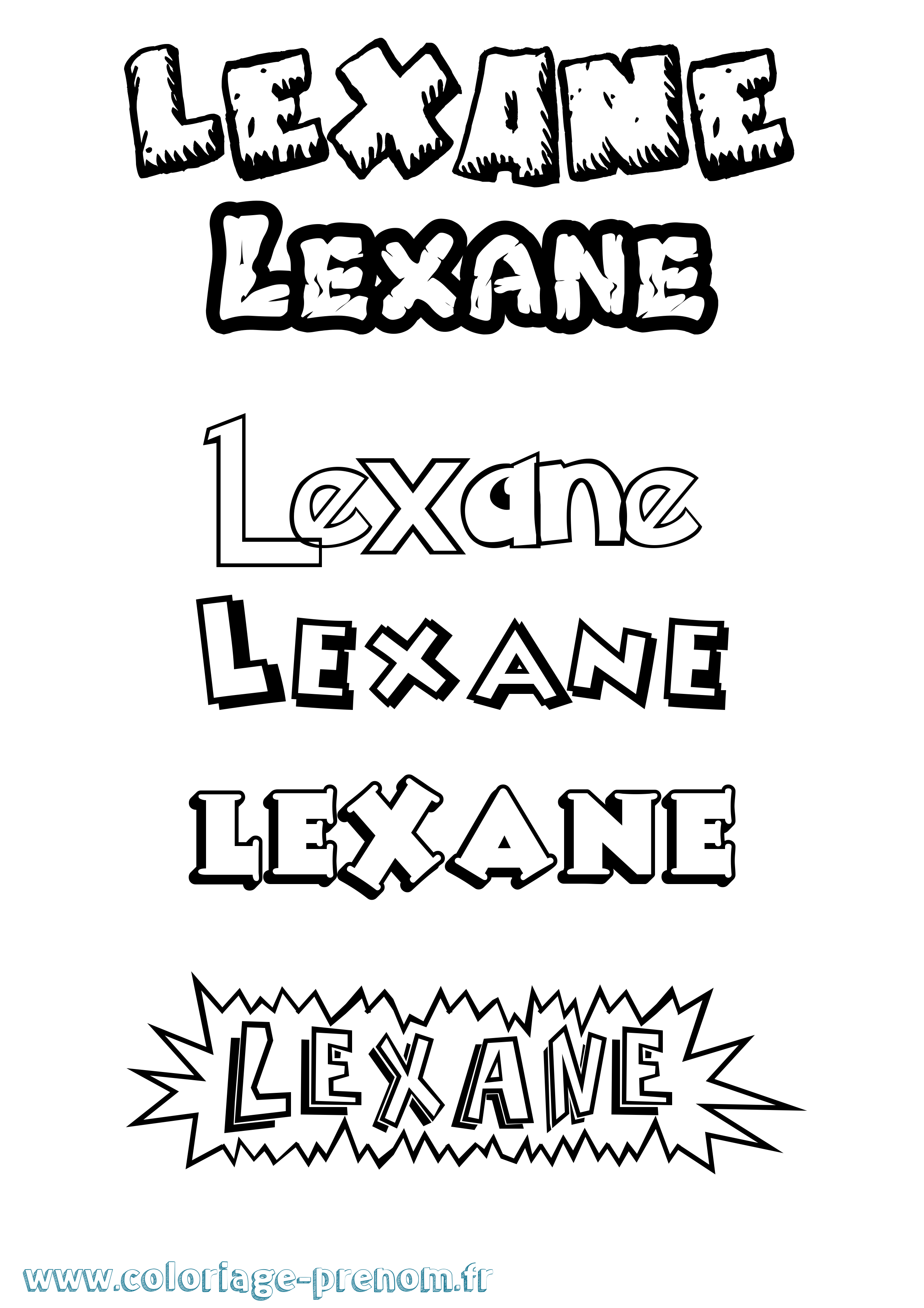 Coloriage Lexane Dessin Animé Coloriage prénom Lexane Dessin Animé