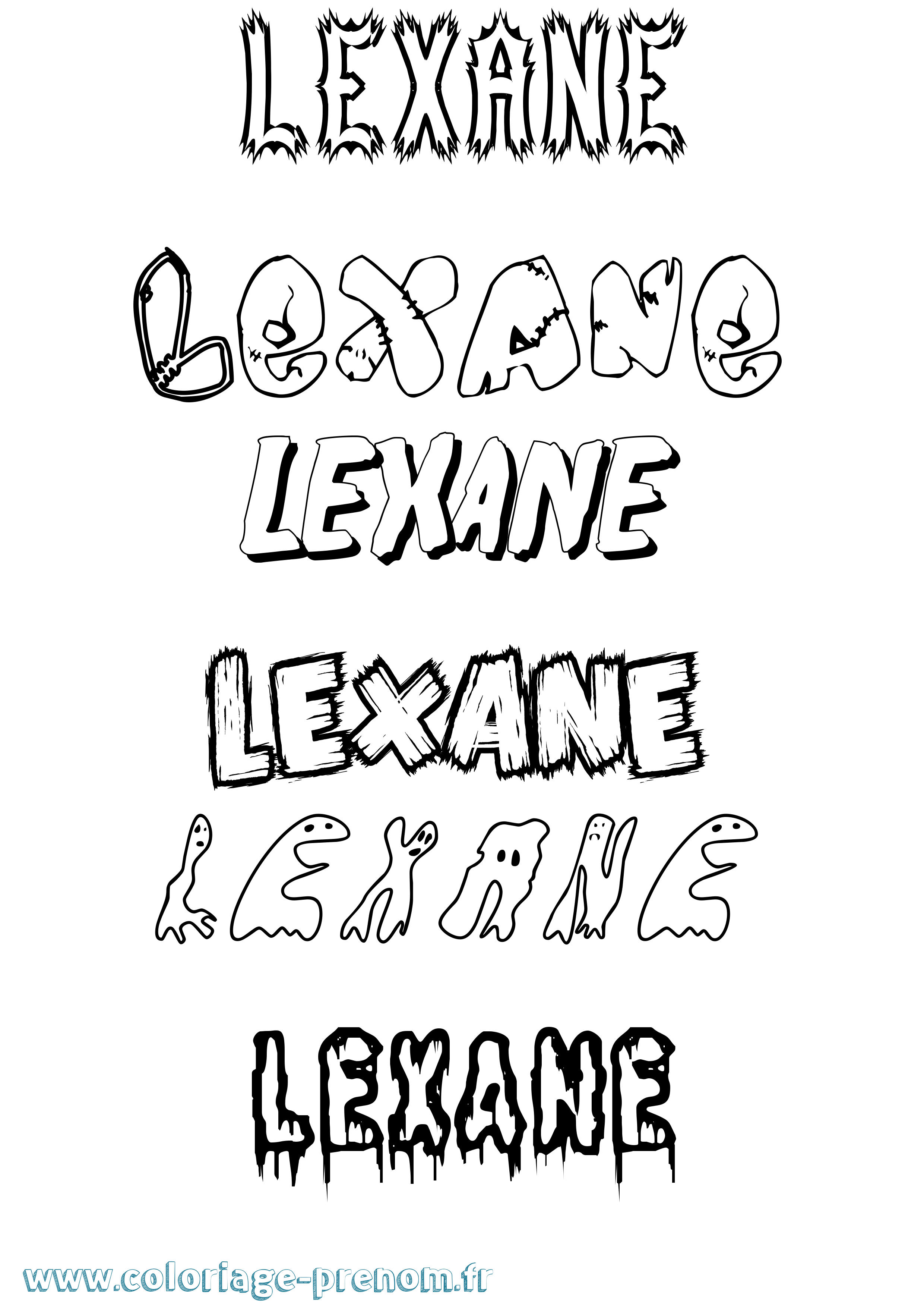 Coloriage Lexane Frisson Coloriage prénom Lexane Frisson