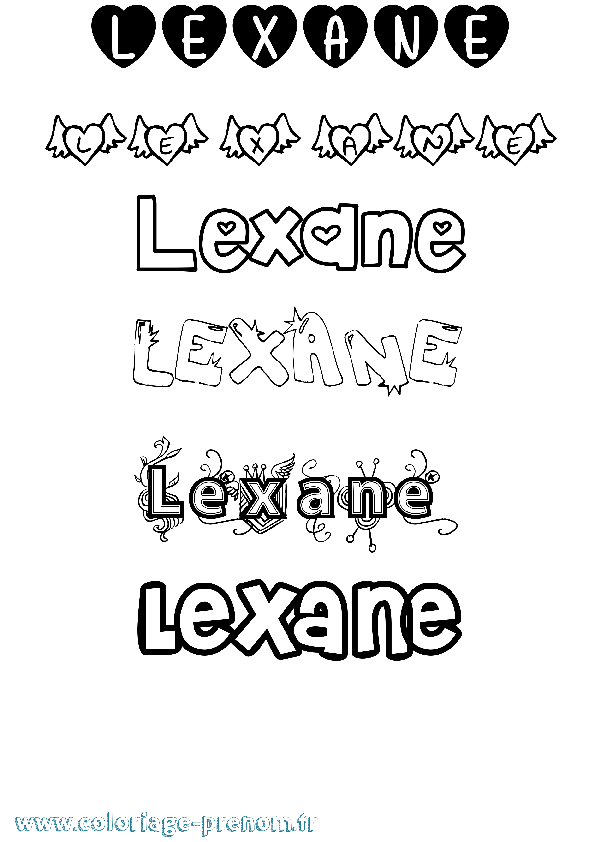 Coloriage Lexane Girly Coloriage prénom Lexane Girly