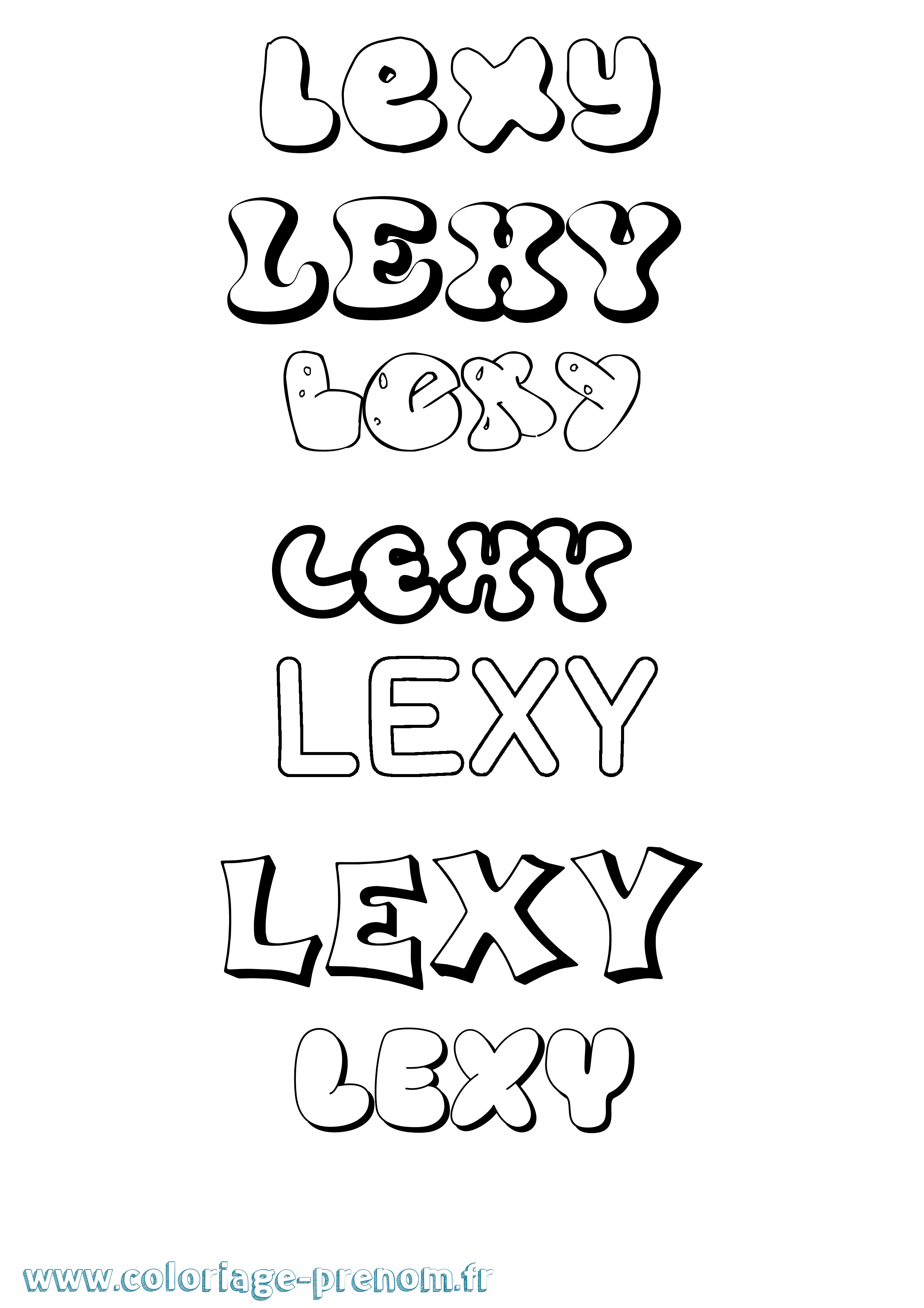 Coloriage Lexy Bubble Coloriage prénom Lexy Bubble