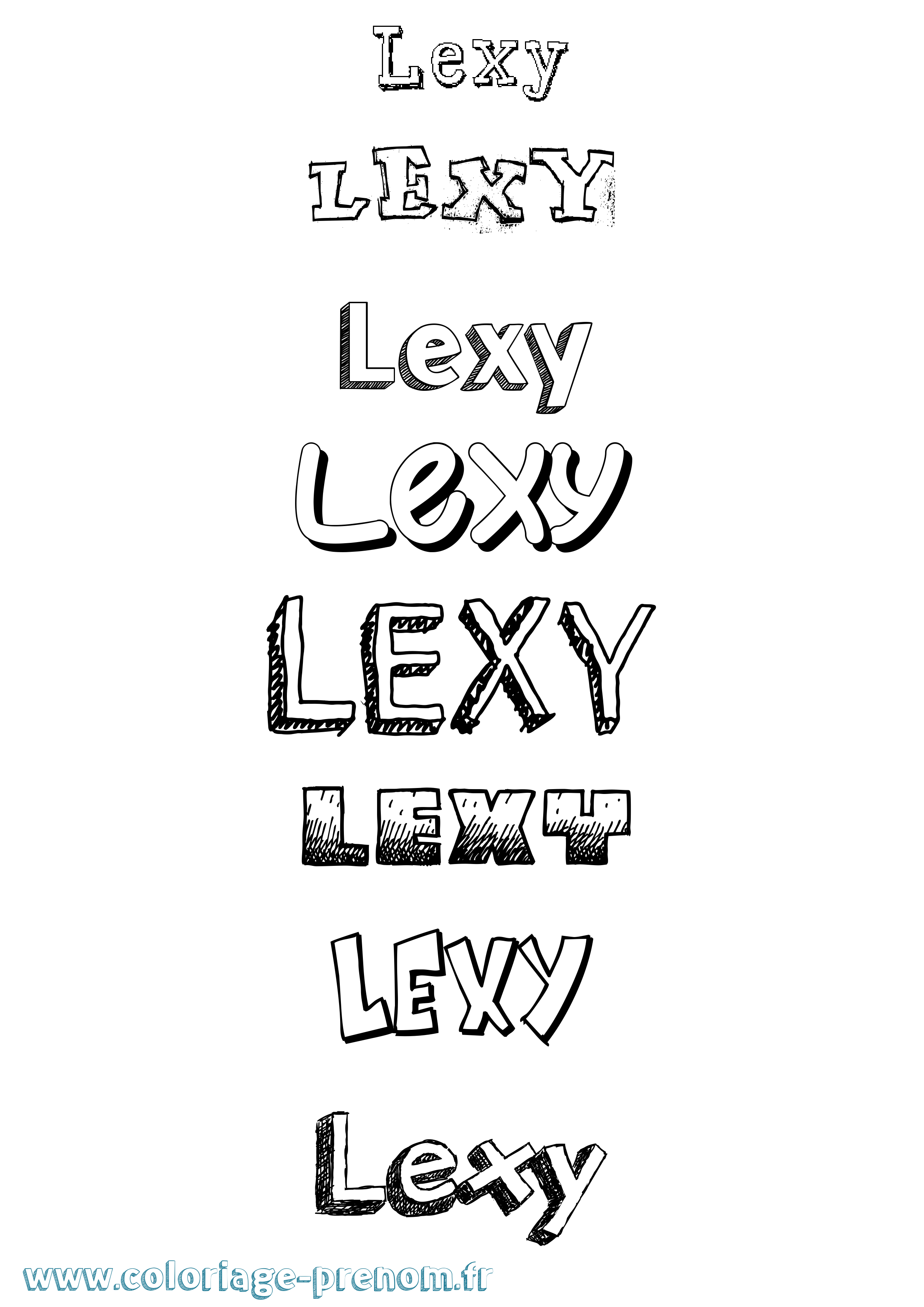 Coloriage Lexy Dessiné Coloriage prénom Lexy Dessiné