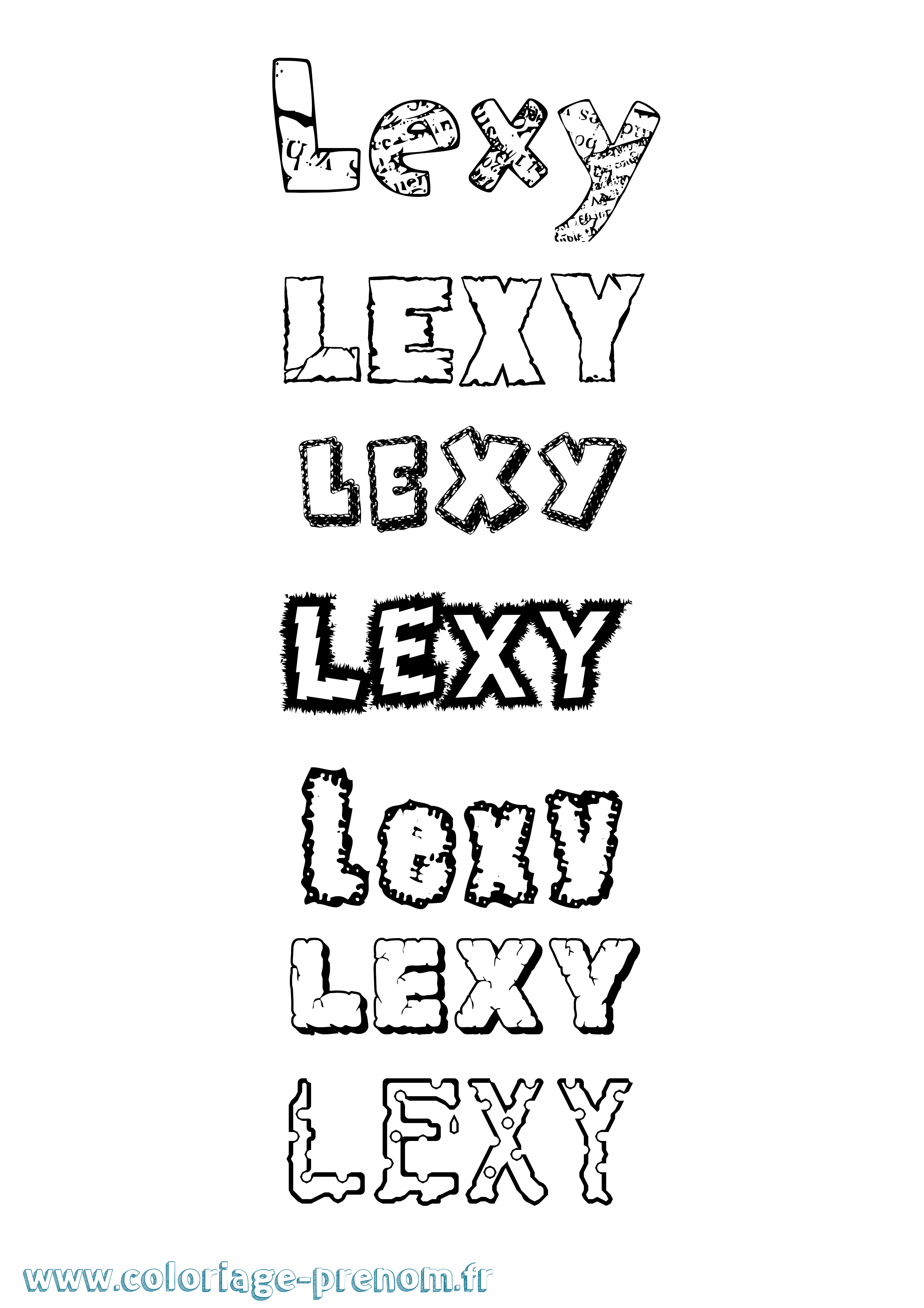 Coloriage Lexy Destructuré Coloriage prénom Lexy Destructuré