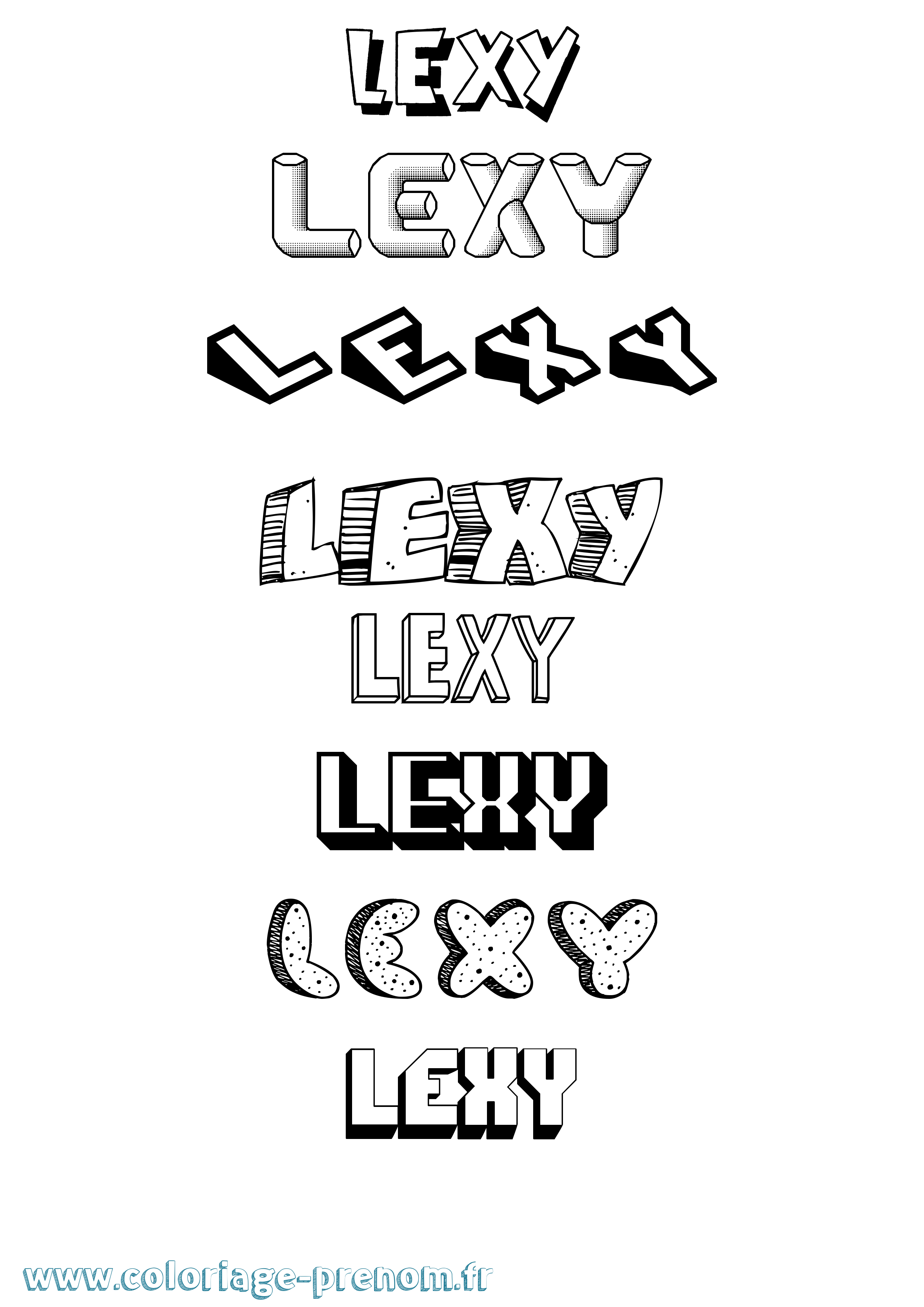Coloriage Lexy Effet 3D Coloriage prénom Lexy Effet 3D