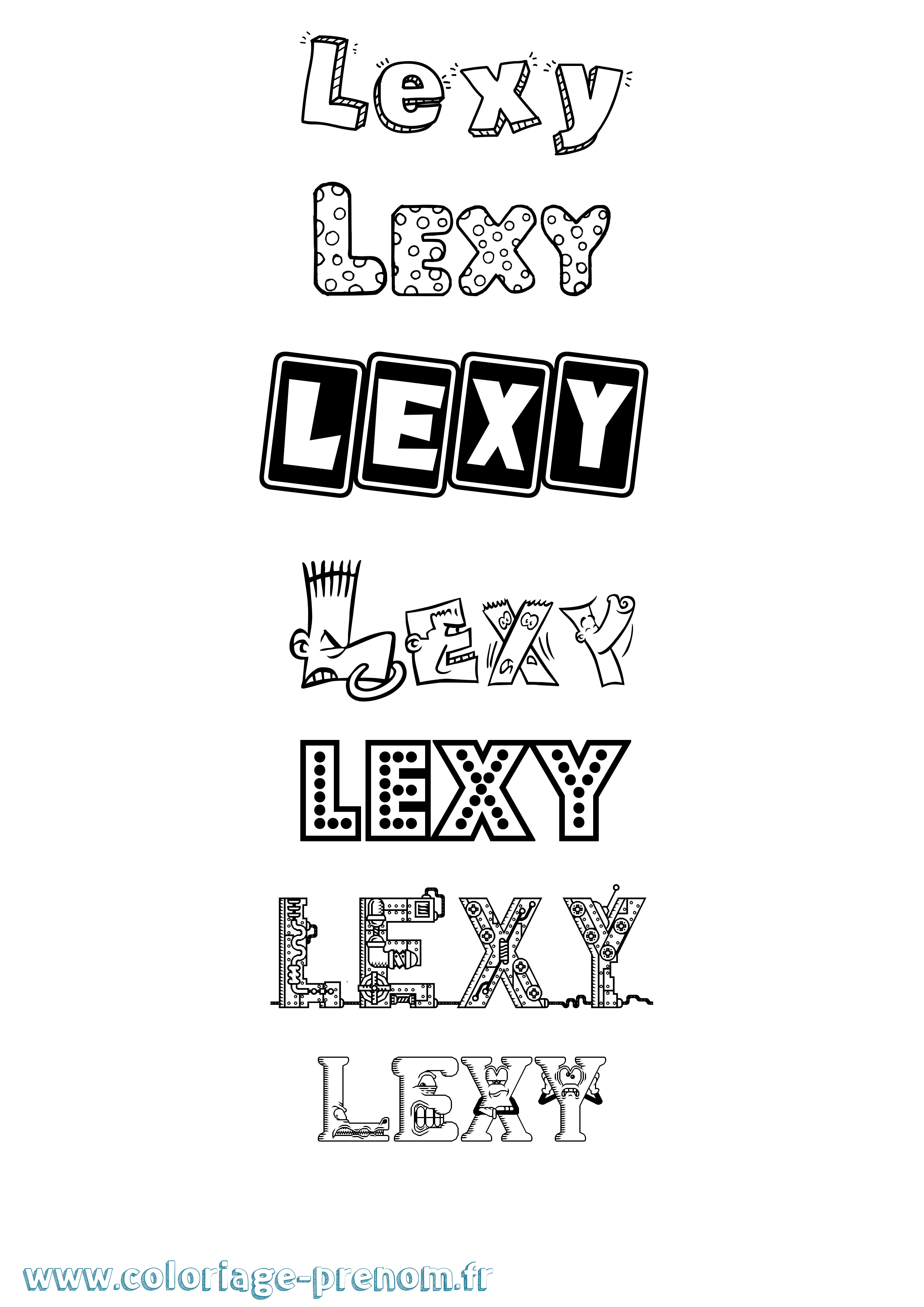 Coloriage Lexy Fun Coloriage prénom Lexy Fun