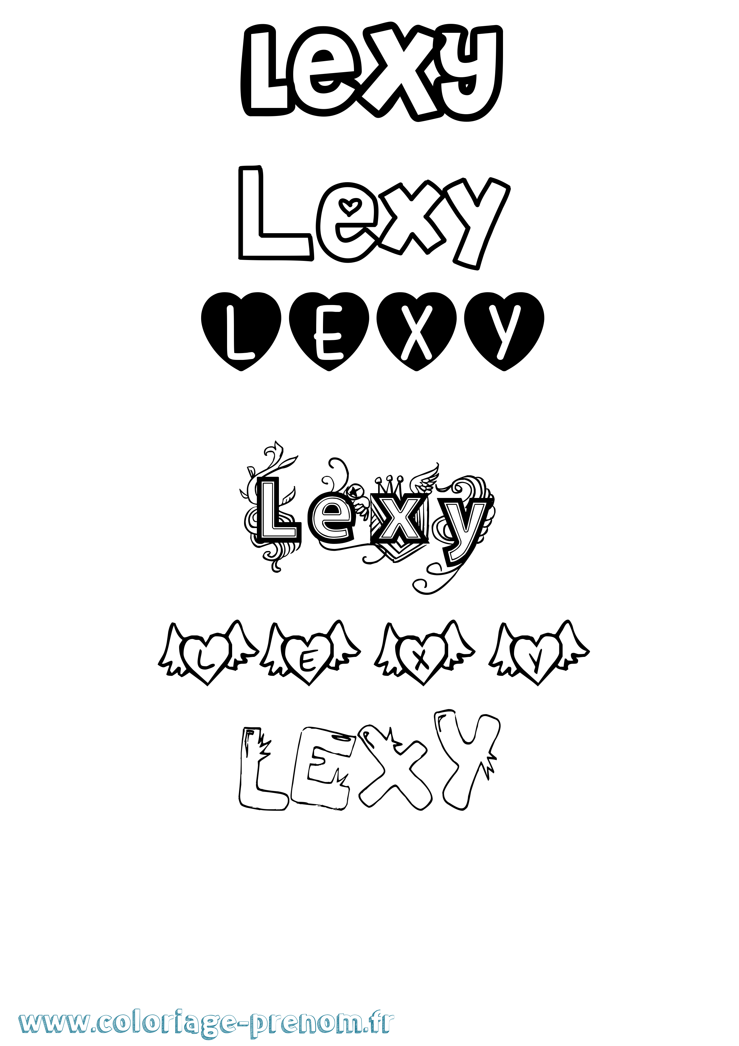 Coloriage Lexy Girly Coloriage prénom Lexy Girly
