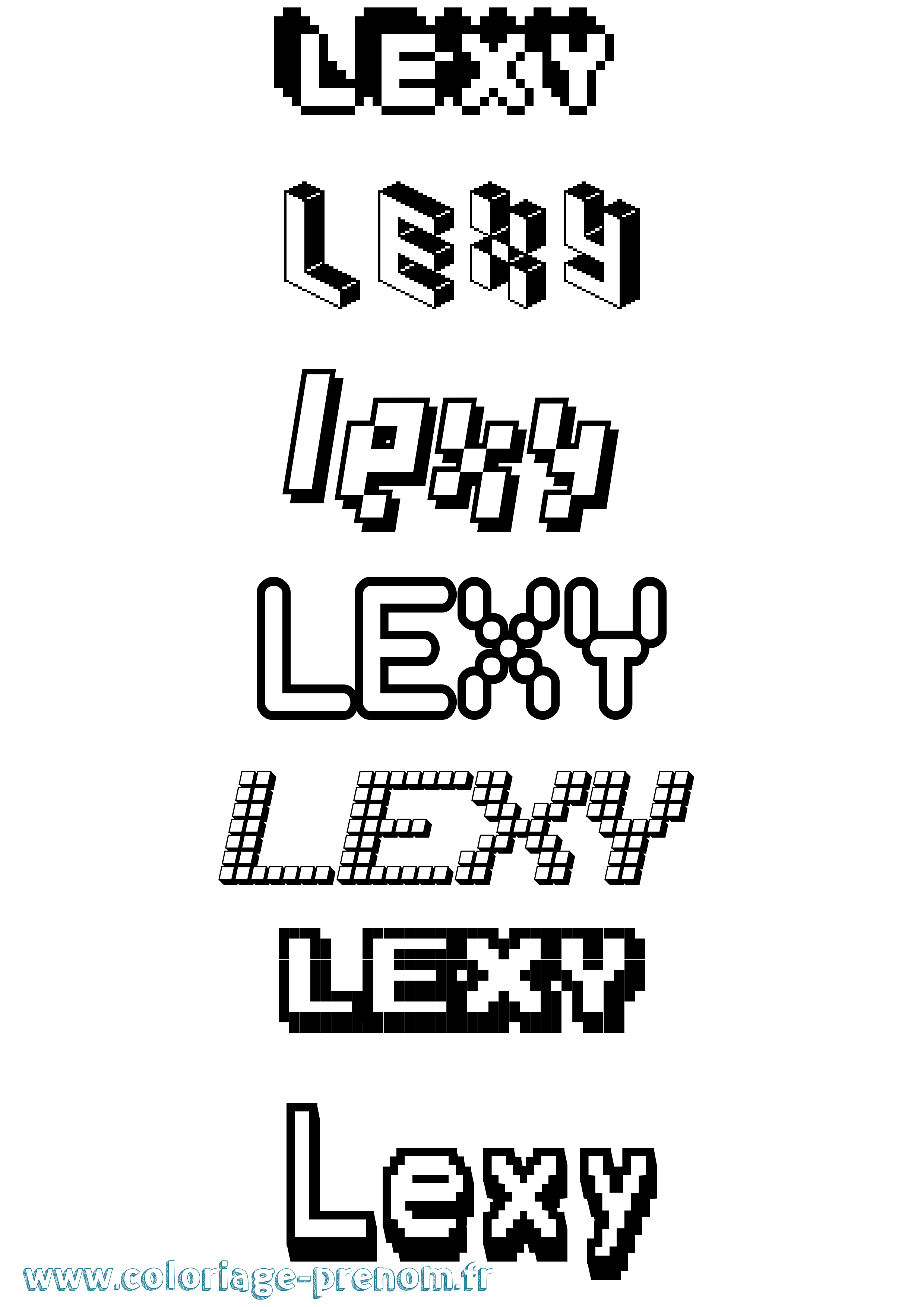 Coloriage Lexy Pixel Coloriage prénom Lexy Pixel