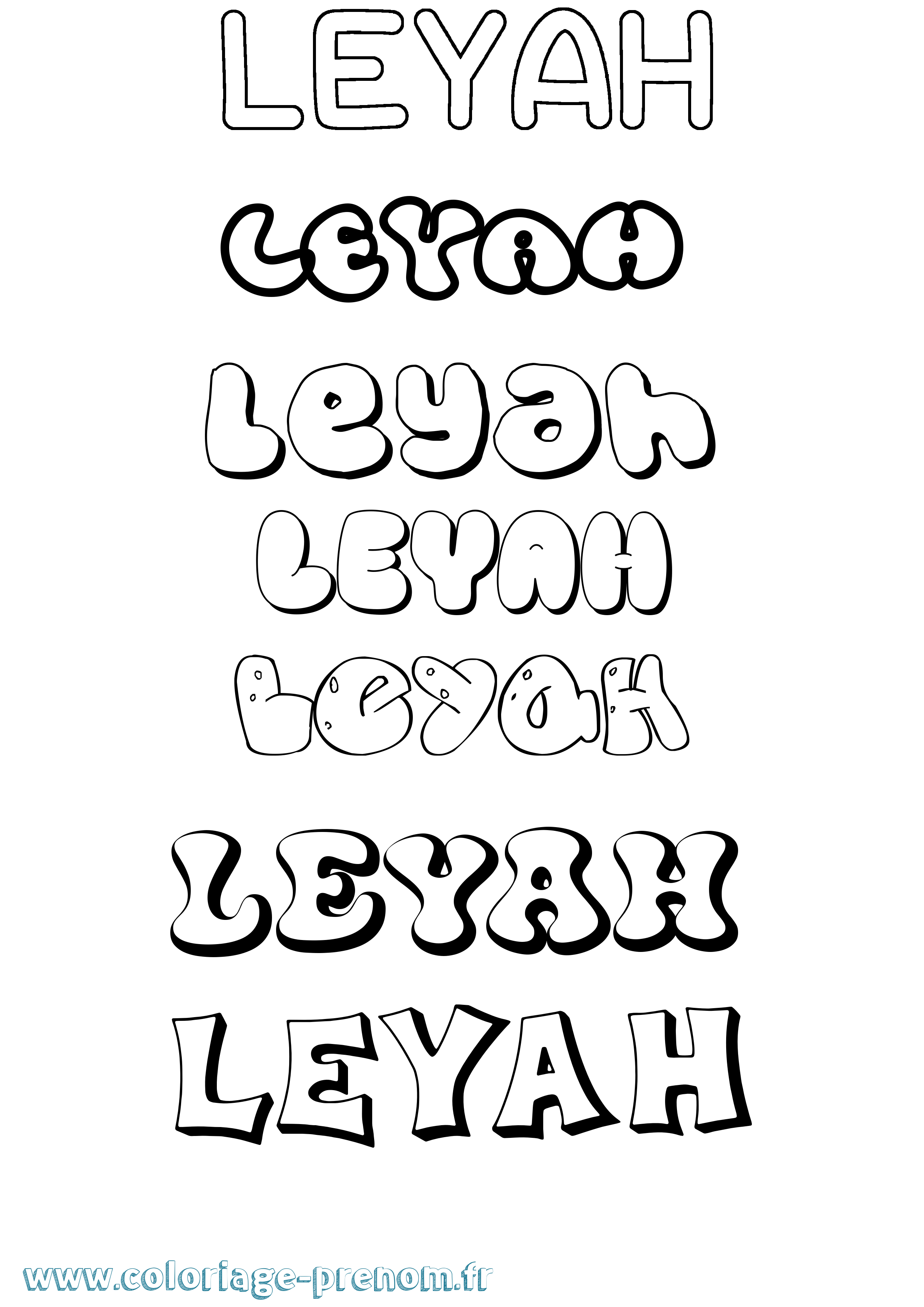 Coloriage Leyah Bubble Coloriage prénom Leyah Bubble