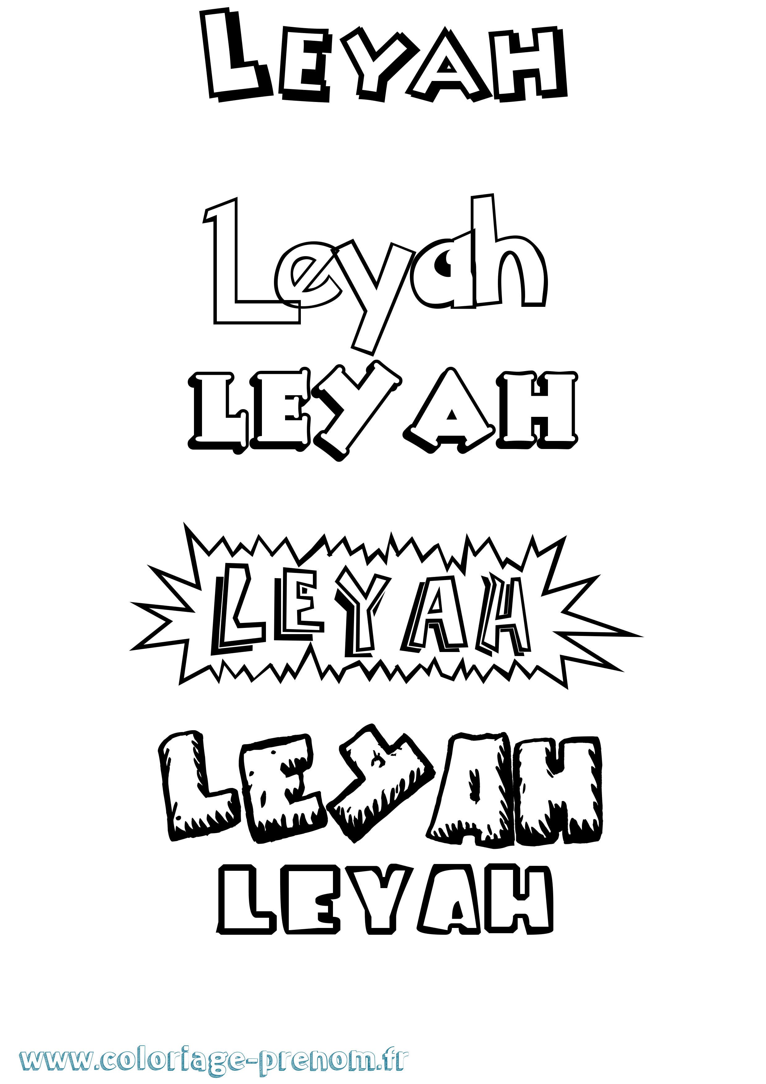 Coloriage Leyah Dessin Animé Coloriage prénom Leyah Dessin Animé