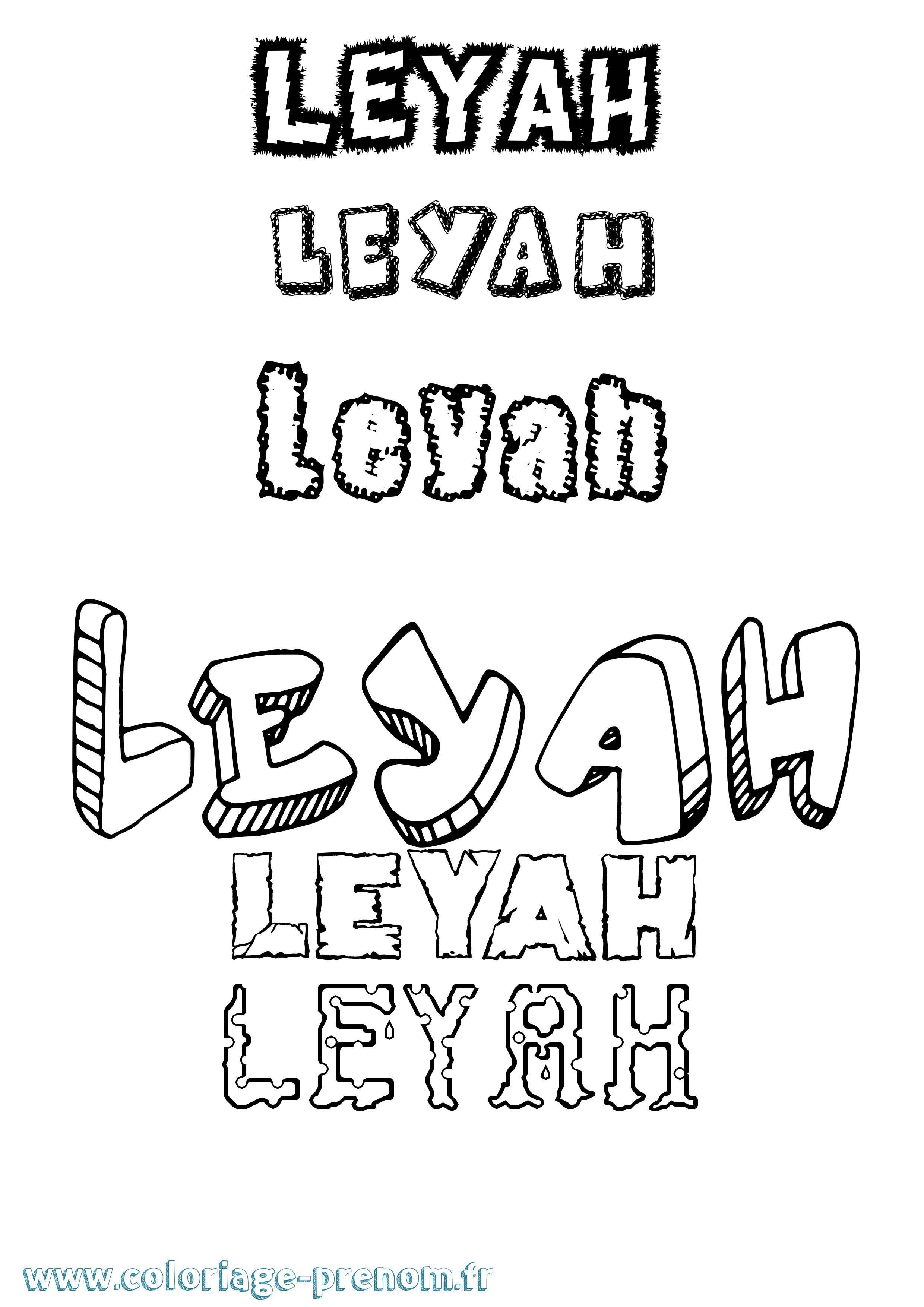 Coloriage Leyah Destructuré Coloriage prénom Leyah Destructuré