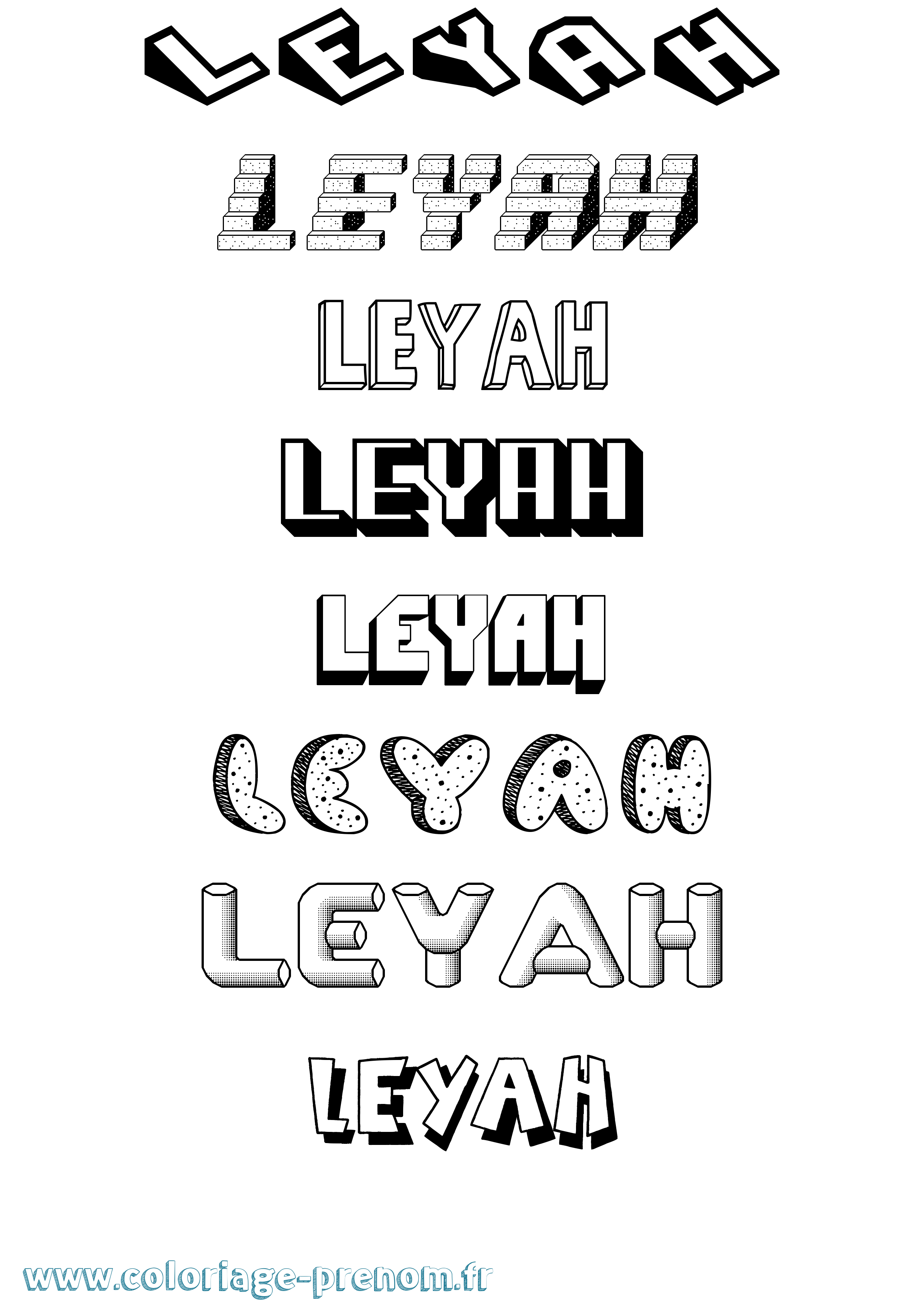 Coloriage Leyah Effet 3D Coloriage prénom Leyah Effet 3D