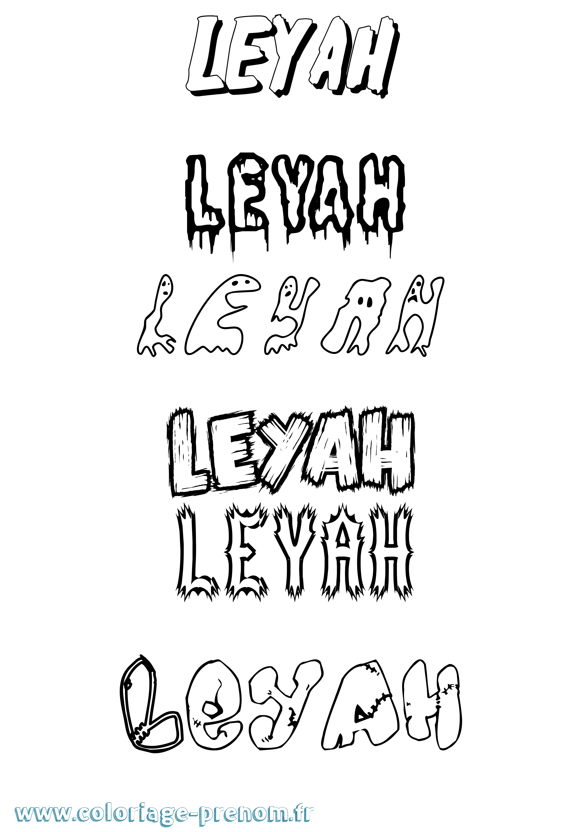 Coloriage Leyah Frisson Coloriage prénom Leyah Frisson