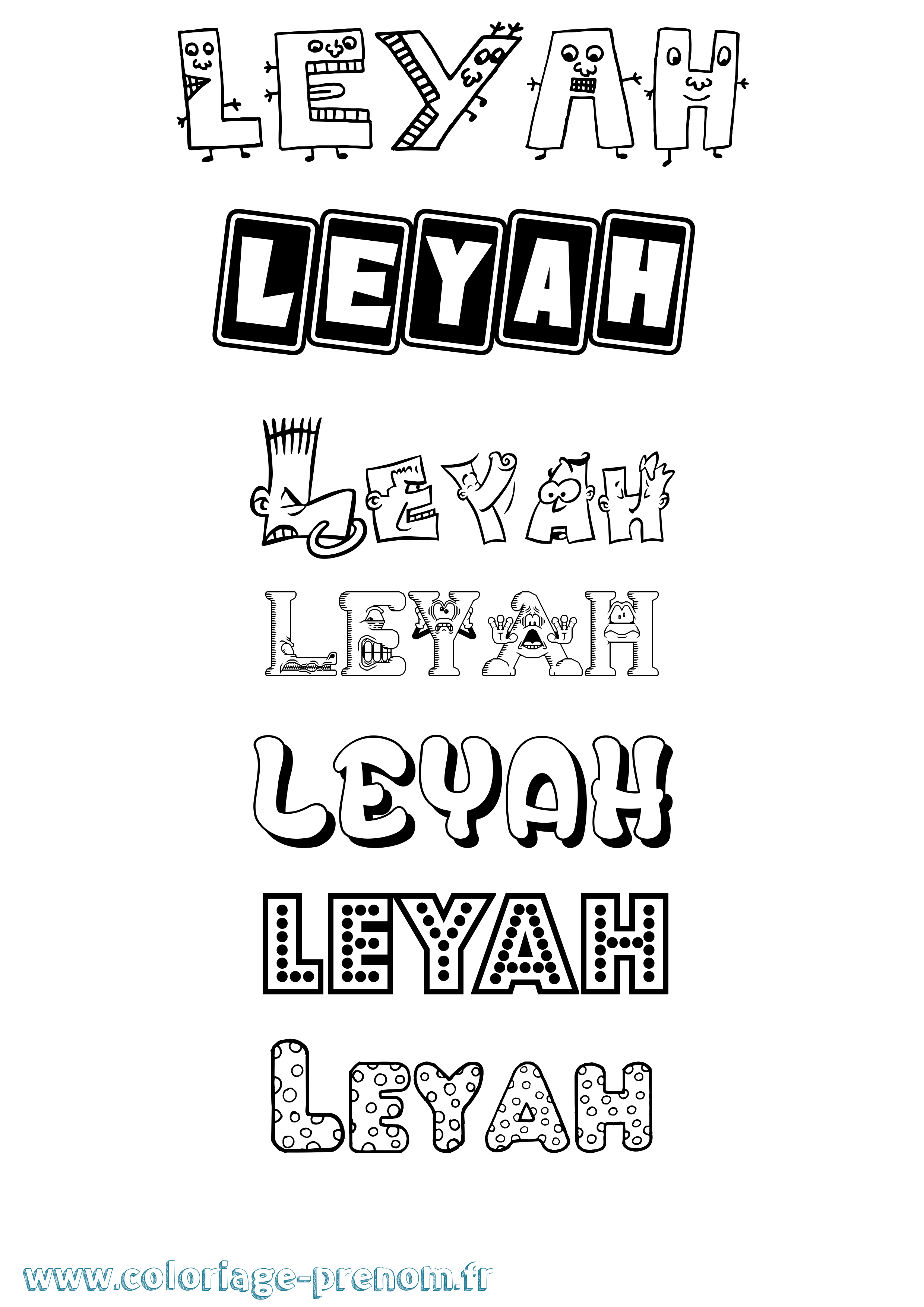 Coloriage Leyah Fun Coloriage prénom Leyah Fun