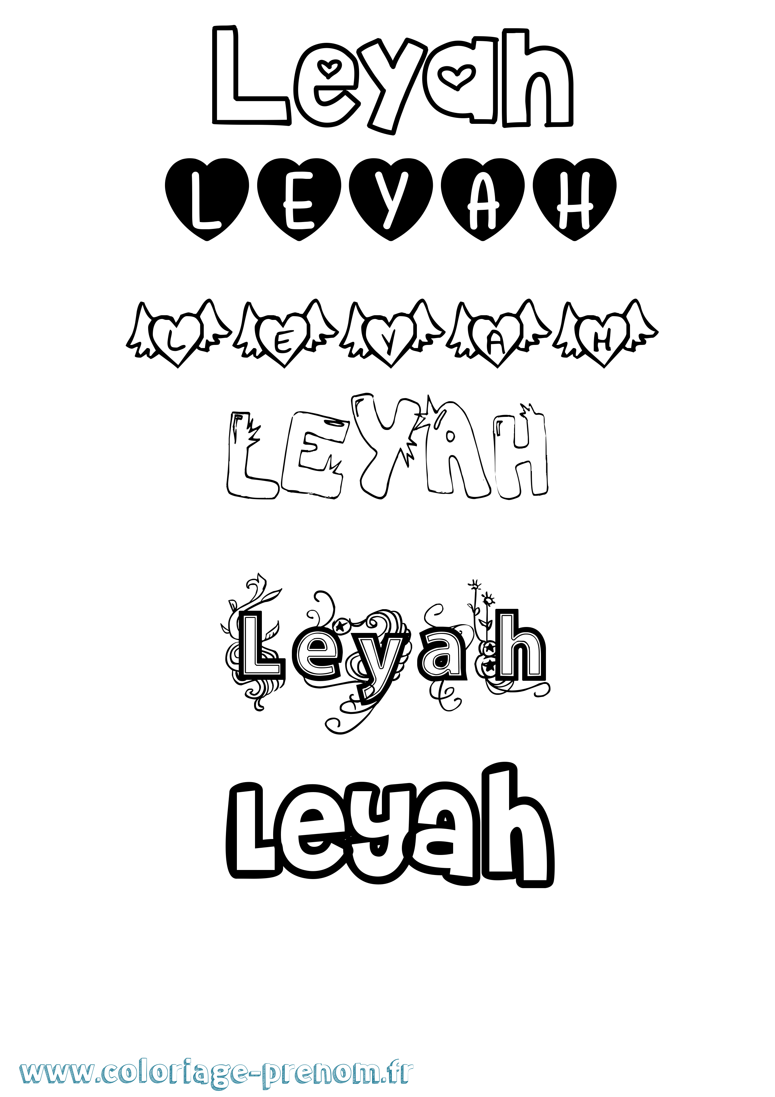Coloriage Leyah Girly Coloriage prénom Leyah Girly