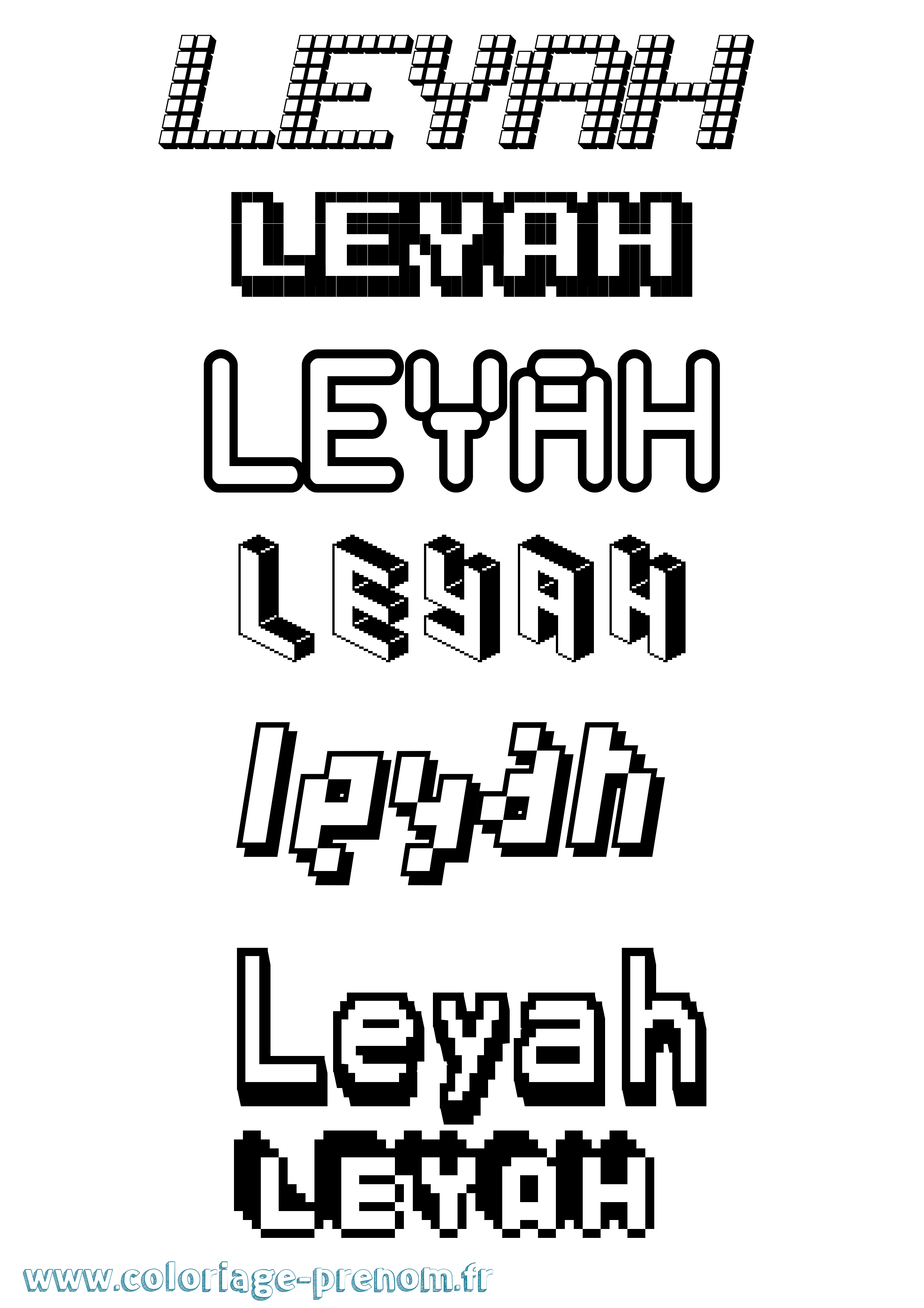 Coloriage Leyah Pixel Coloriage prénom Leyah Pixel