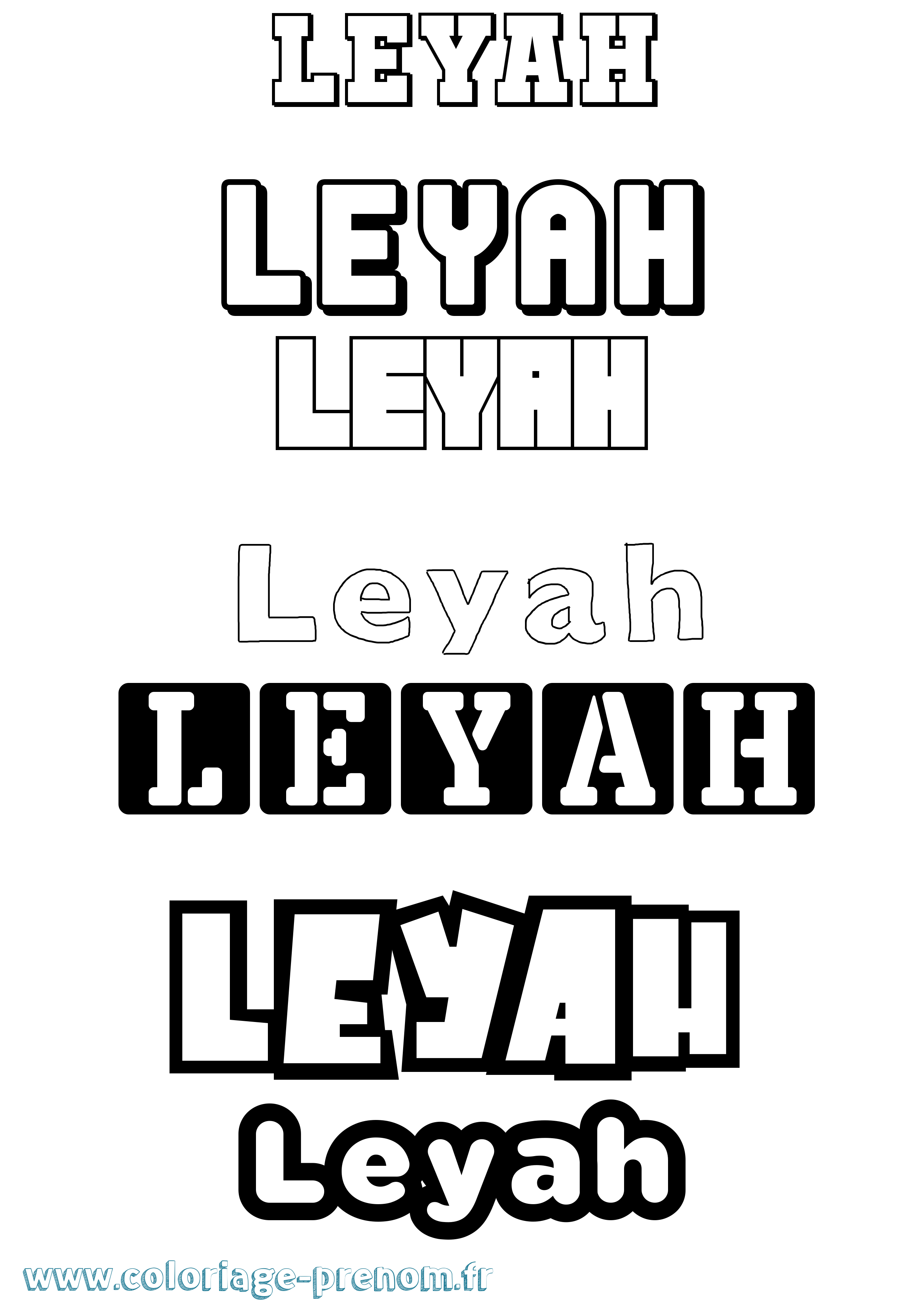 Coloriage Leyah Simple Coloriage prénom Leyah Simple