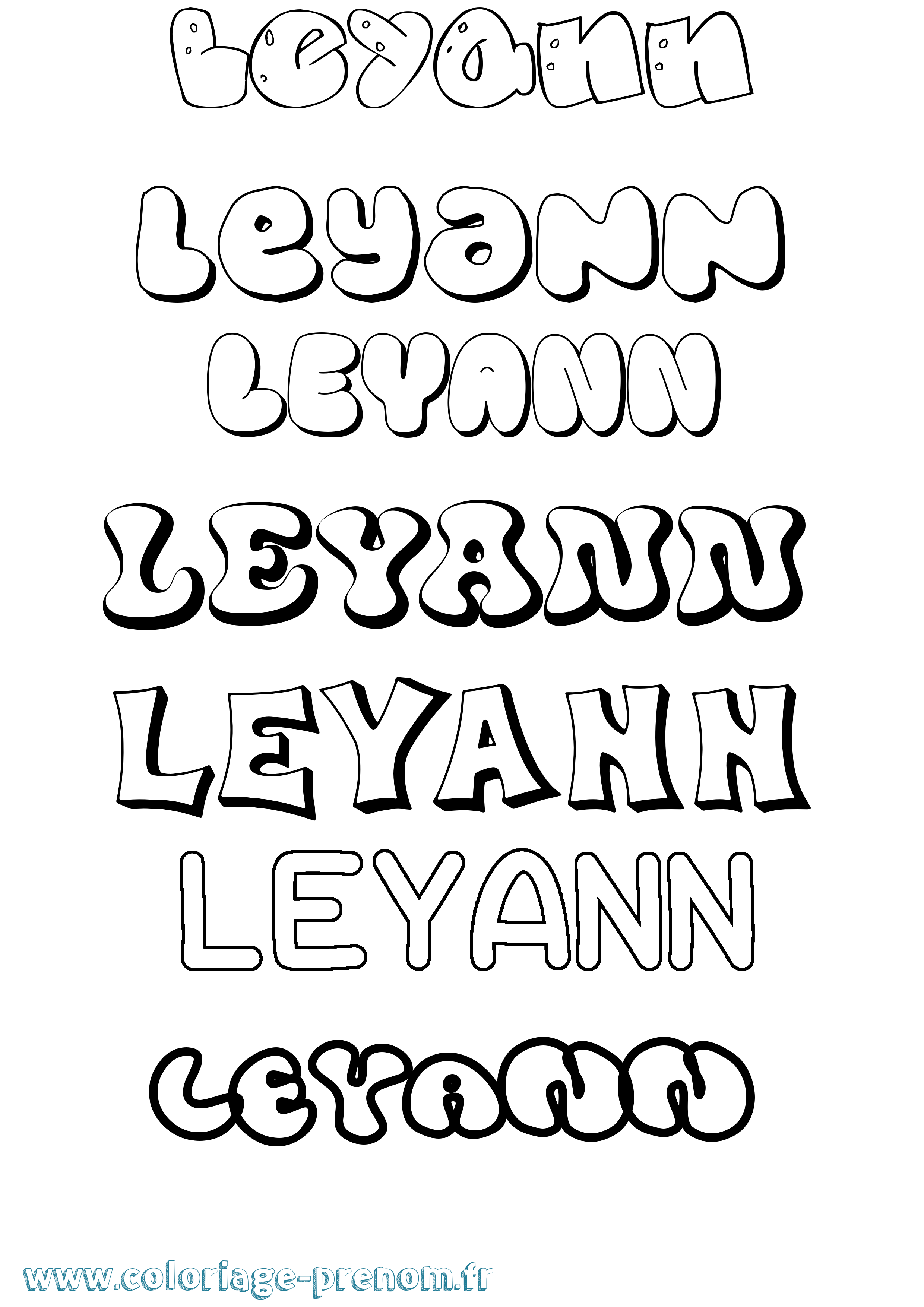 Coloriage Leyann Bubble Coloriage prénom Leyann Bubble