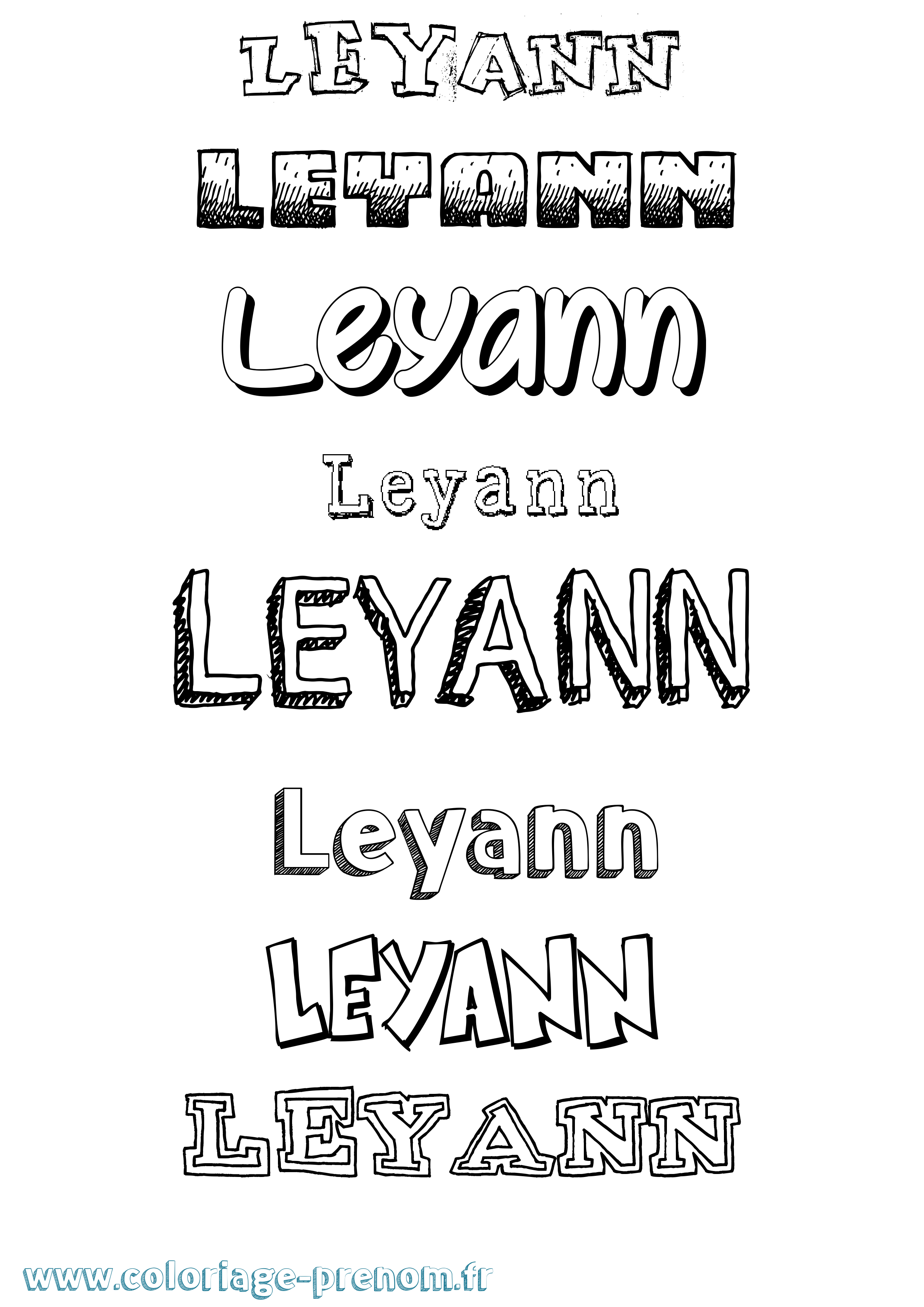 Coloriage Leyann Dessiné Coloriage prénom Leyann Dessiné
