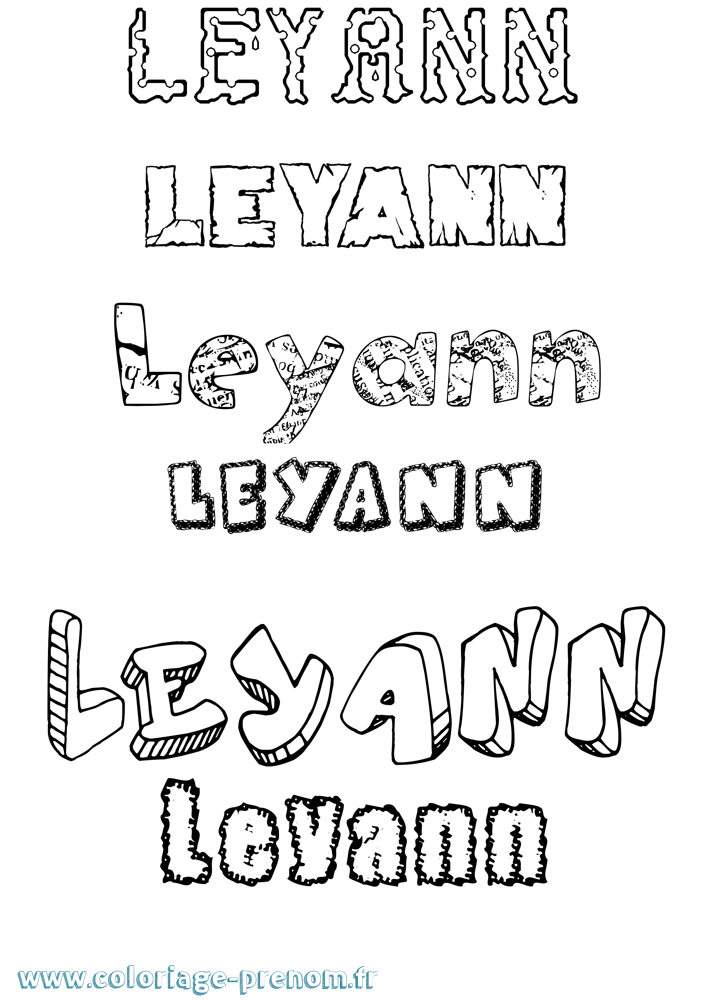 Coloriage Leyann Destructuré Coloriage prénom Leyann Destructuré