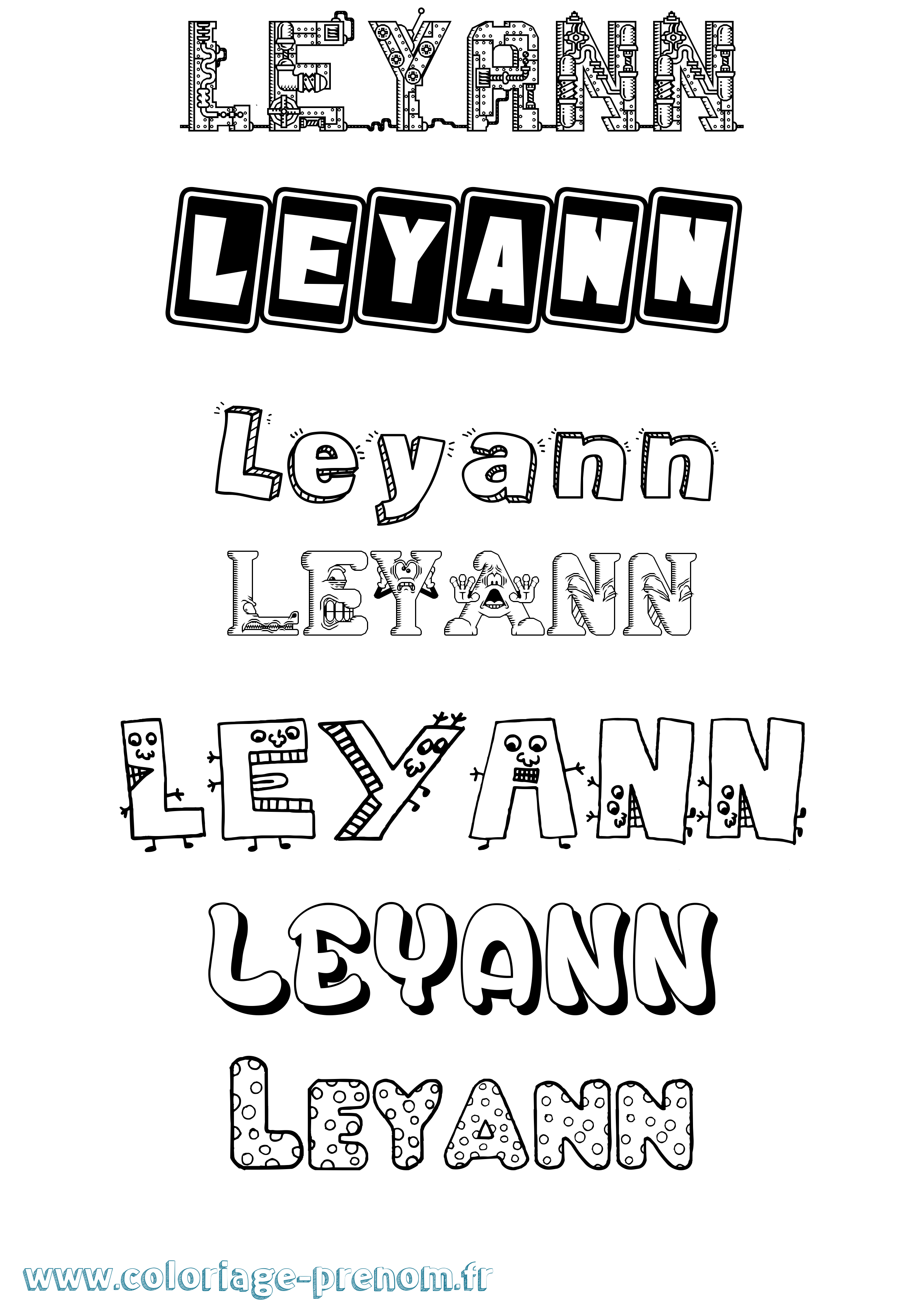 Coloriage Leyann Fun Coloriage prénom Leyann Fun