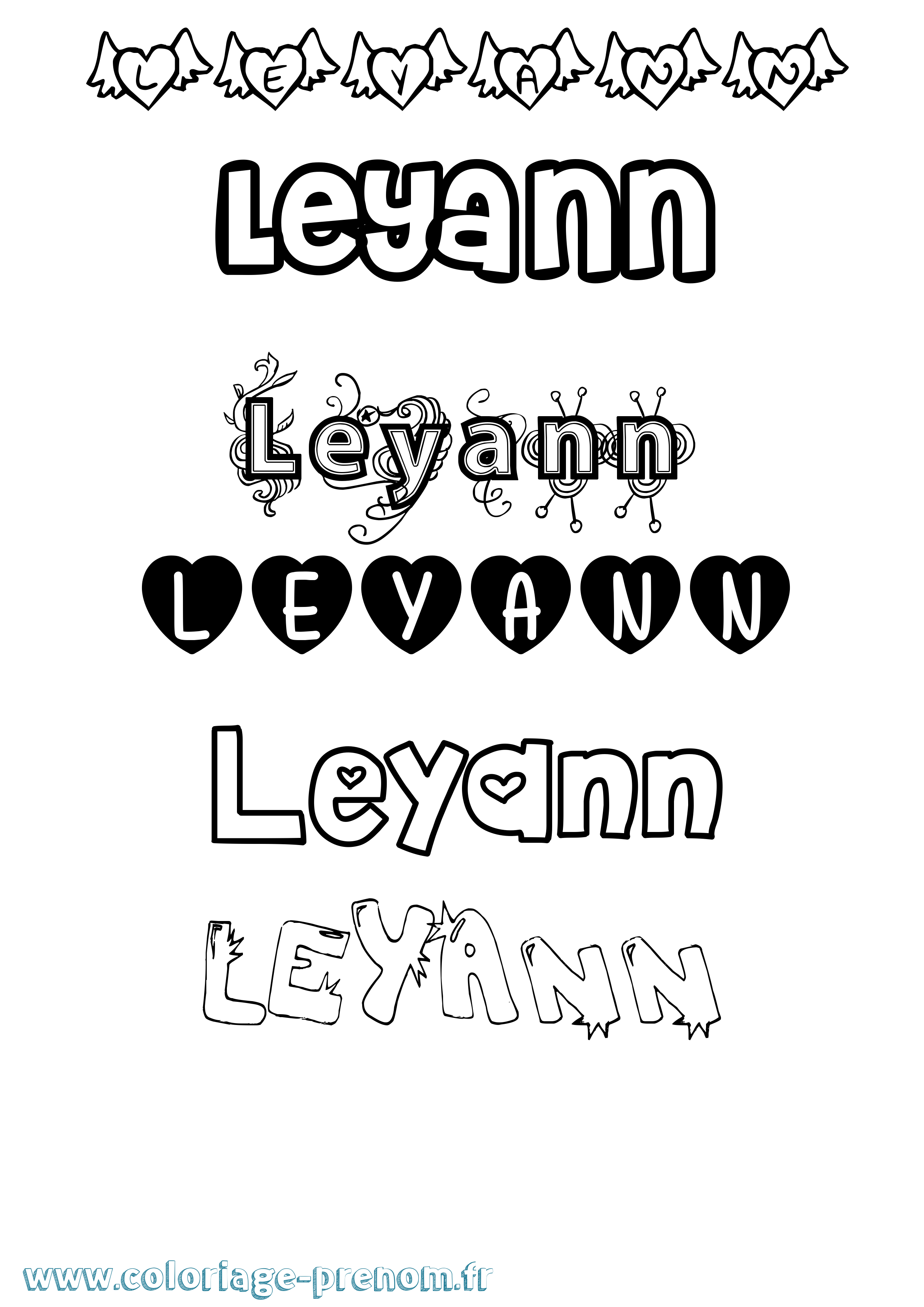 Coloriage Leyann Girly Coloriage prénom Leyann Girly