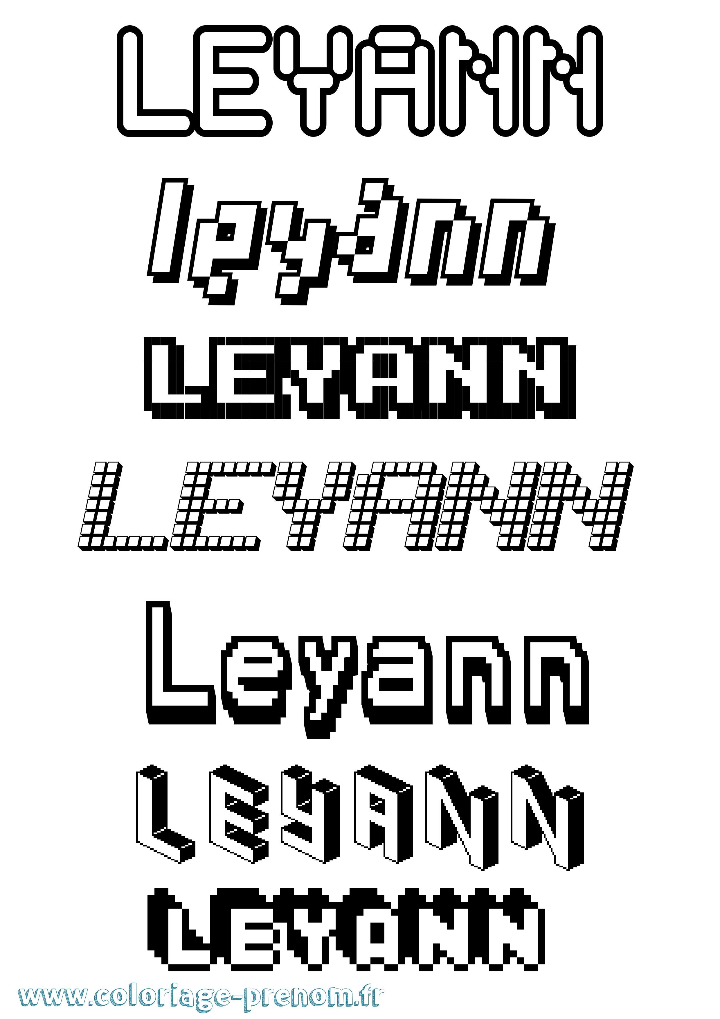 Coloriage Leyann Pixel Coloriage prénom Leyann Pixel
