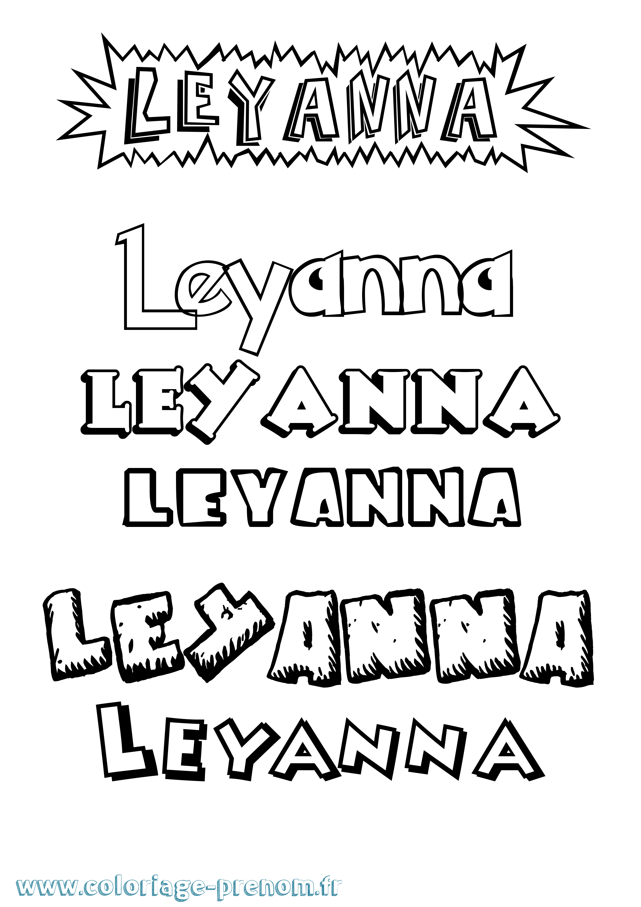 Coloriage Leyanna Dessin Animé Coloriage prénom Leyanna Dessin Animé